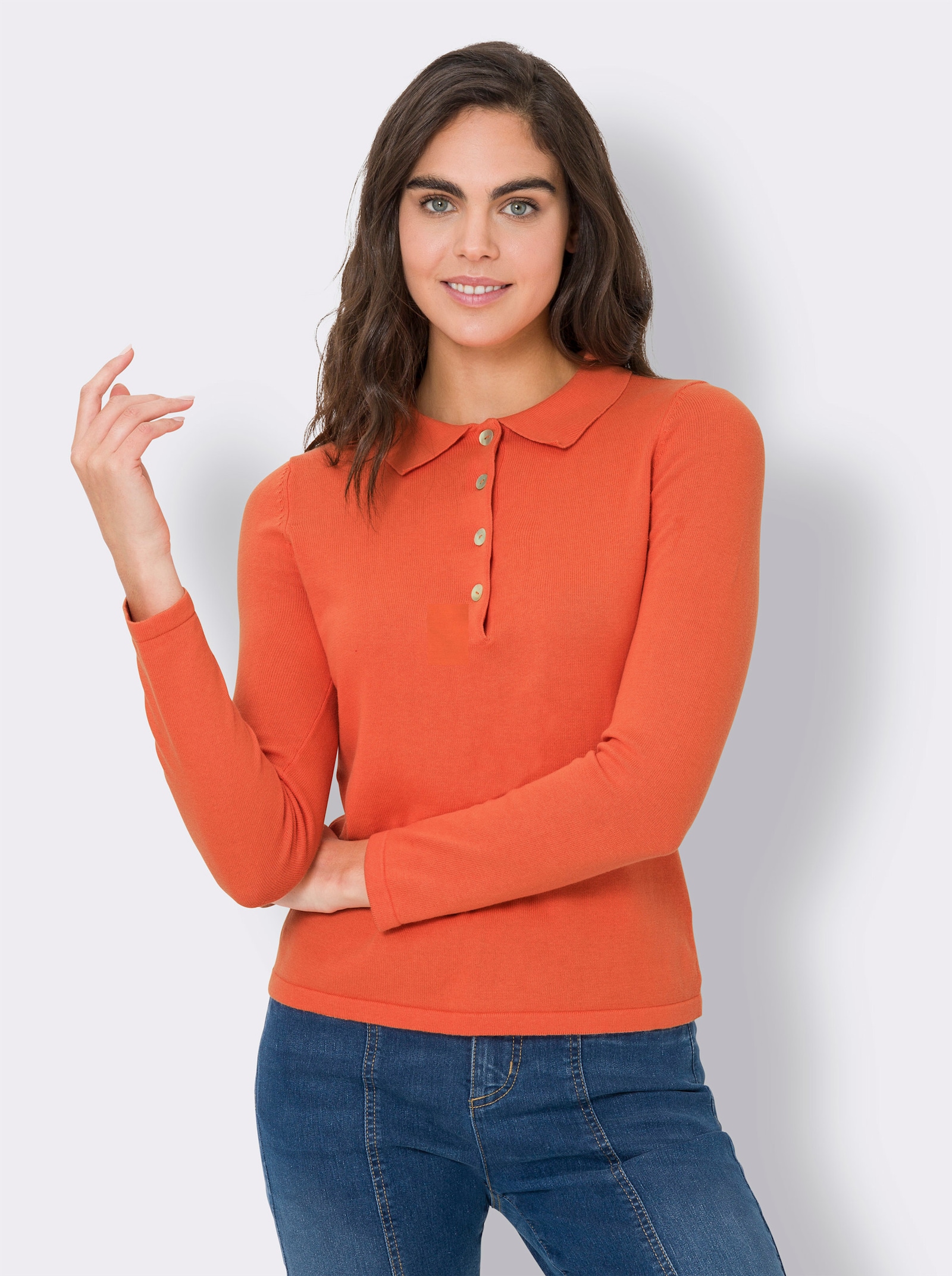 heine Polopullover mit Knopfleiste - orange