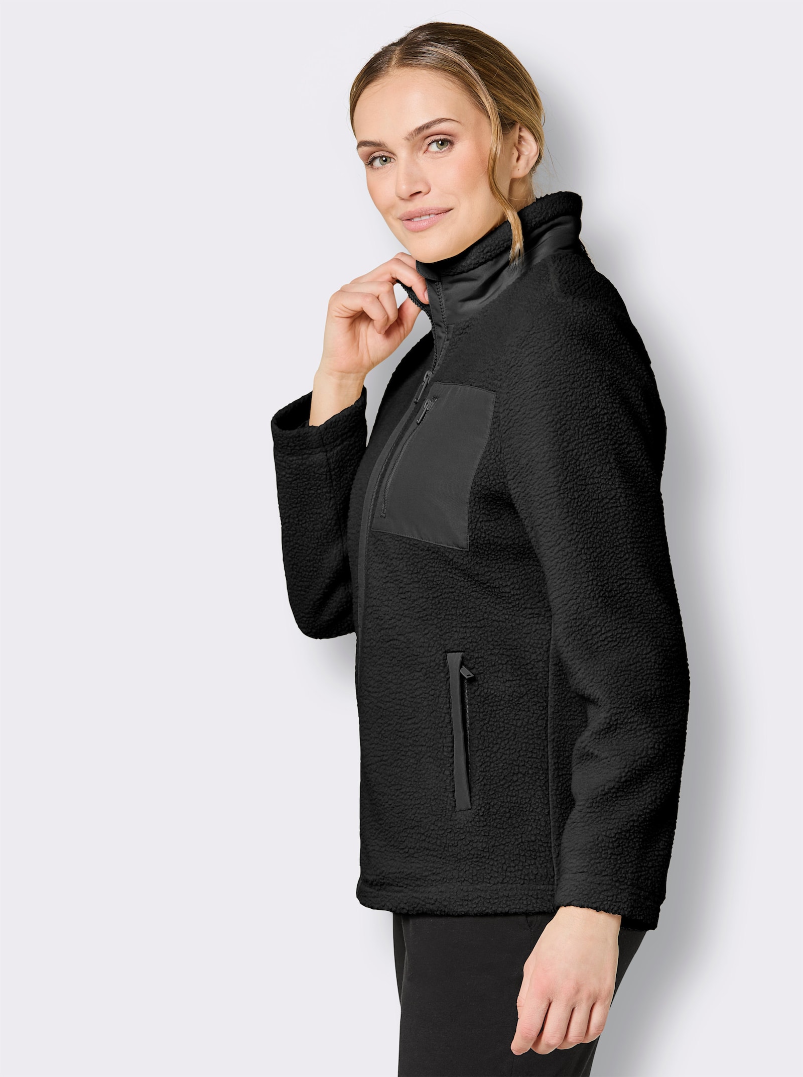 Catamaran Sports Teddy-Jacke mit 3 Reißverschluss-Taschen - schwarz