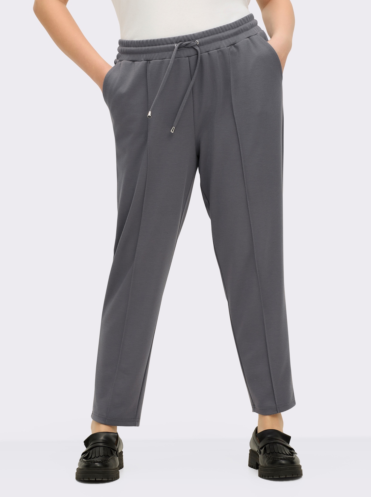 Jogg Pants mit Rundum-Dehnbund, Tunnelzug und Bindeband - anthrazit