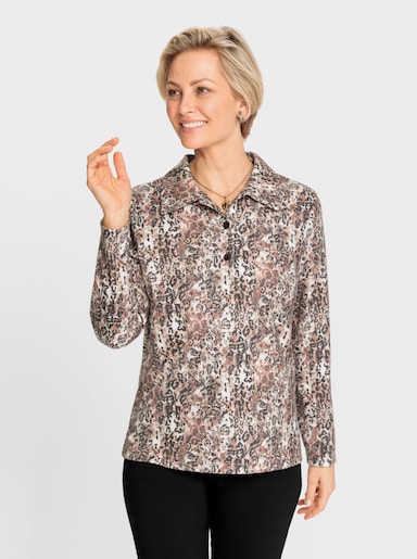 Poloshirt mit Dessin-Mix - sand-schoko-bedruckt