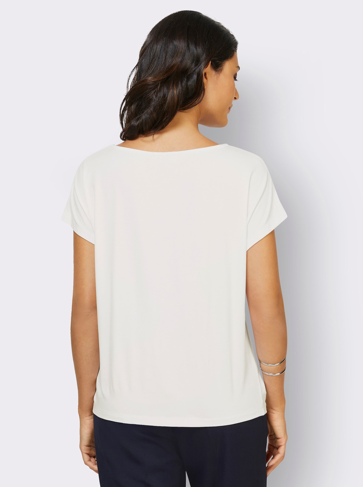 Shirt met ronde hals - wit/kalkmint bedrukt
