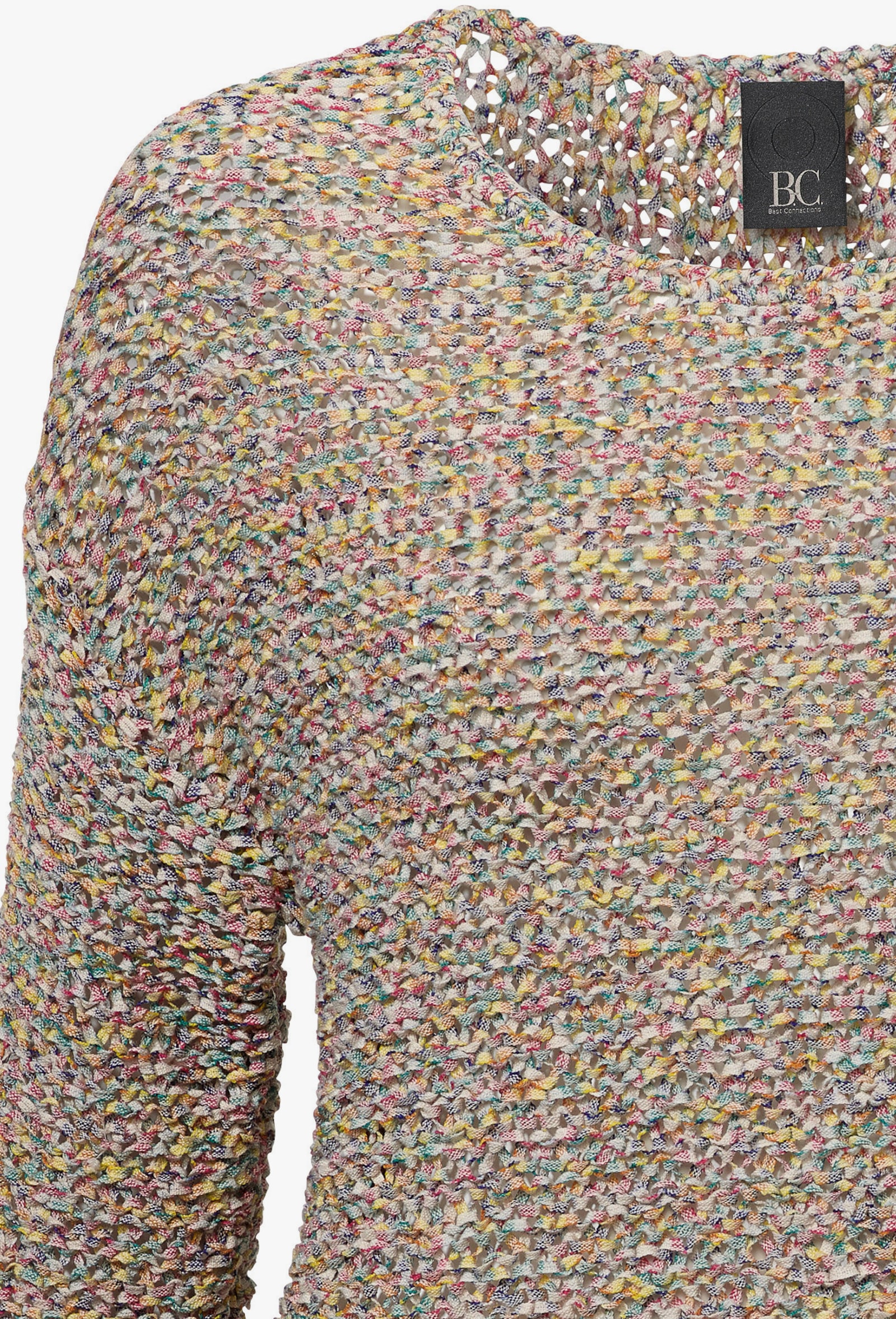 heine Rundhalspullover mit Seitenschlitzen - bunt