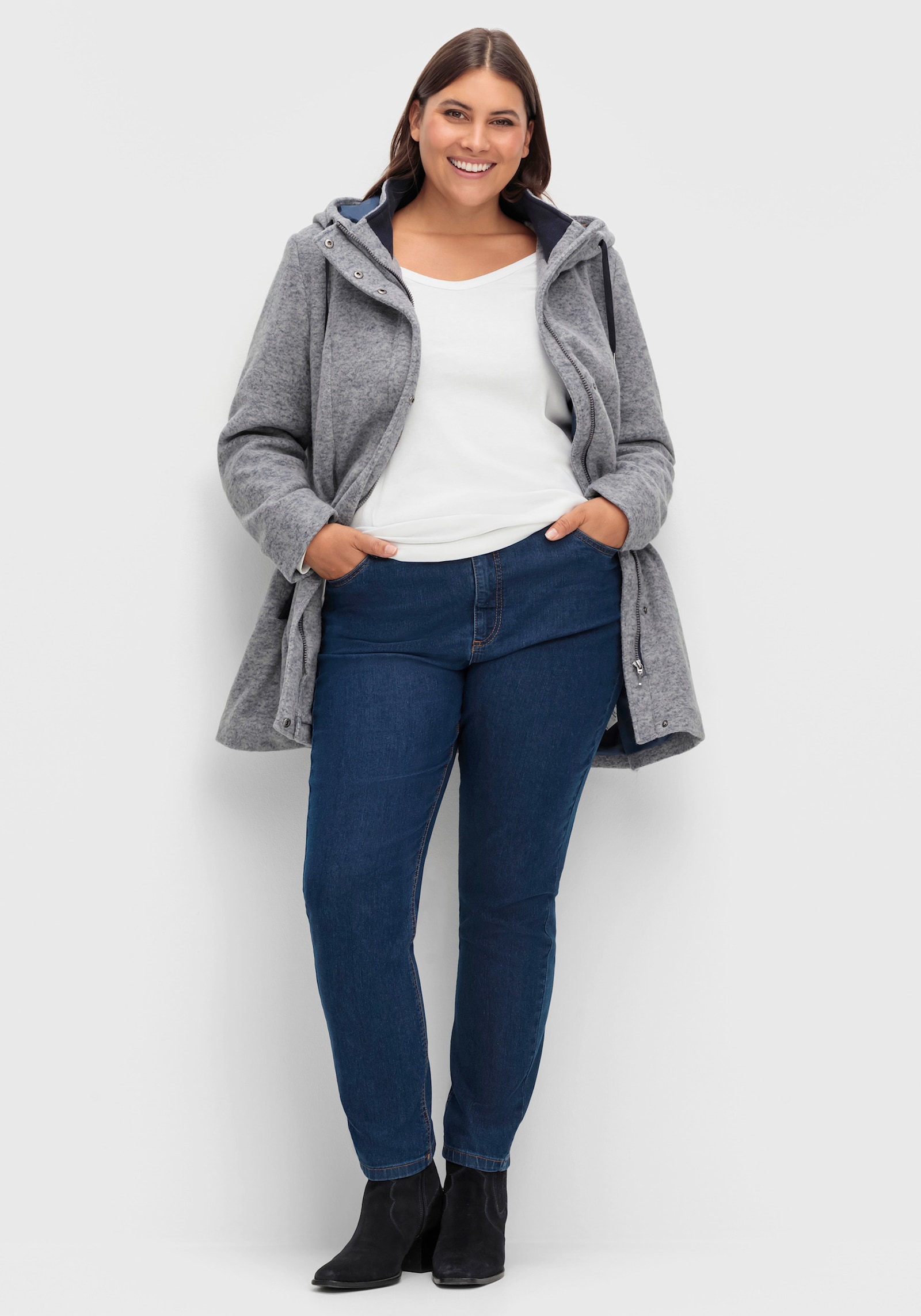 Jeans im Paperbag-Schnitt - blue-stone-washed