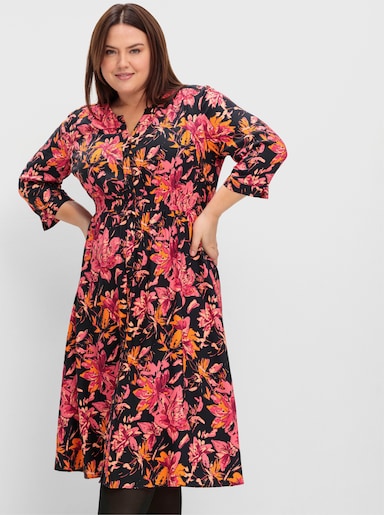 sheego Druckkleid - schwarz-gemustert