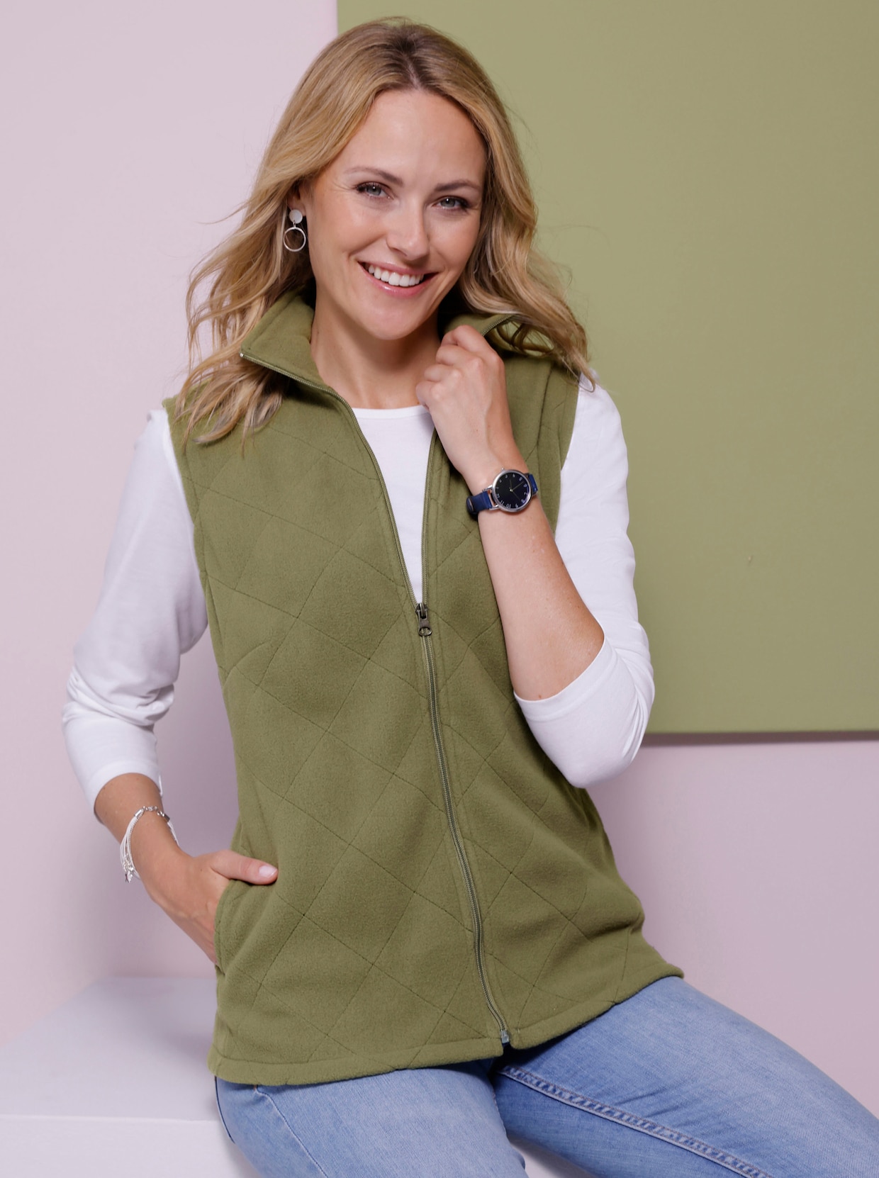 Fleece-Weste - khaki