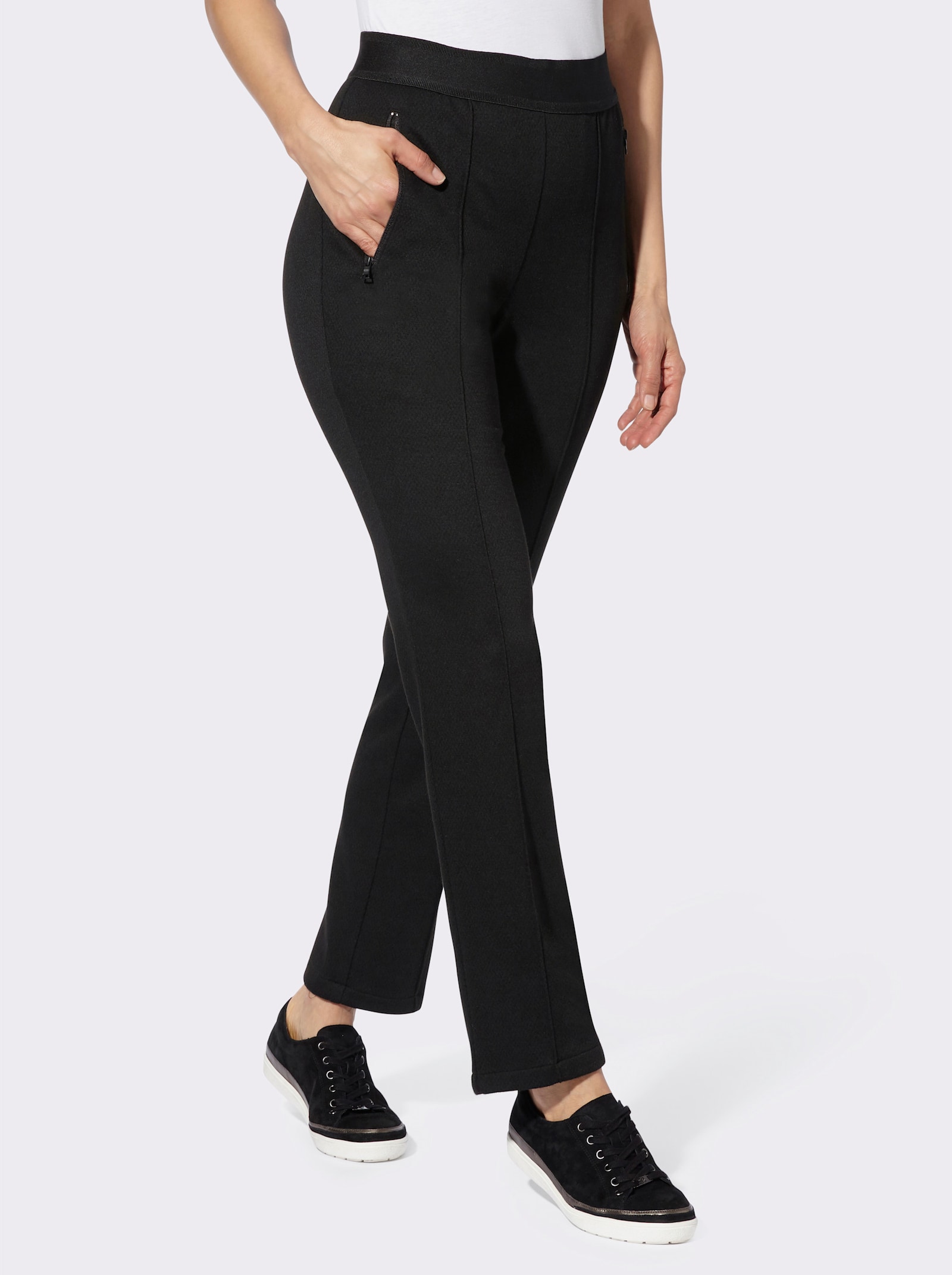 Schlupfhose in Jacquard-Qualität - schwarz