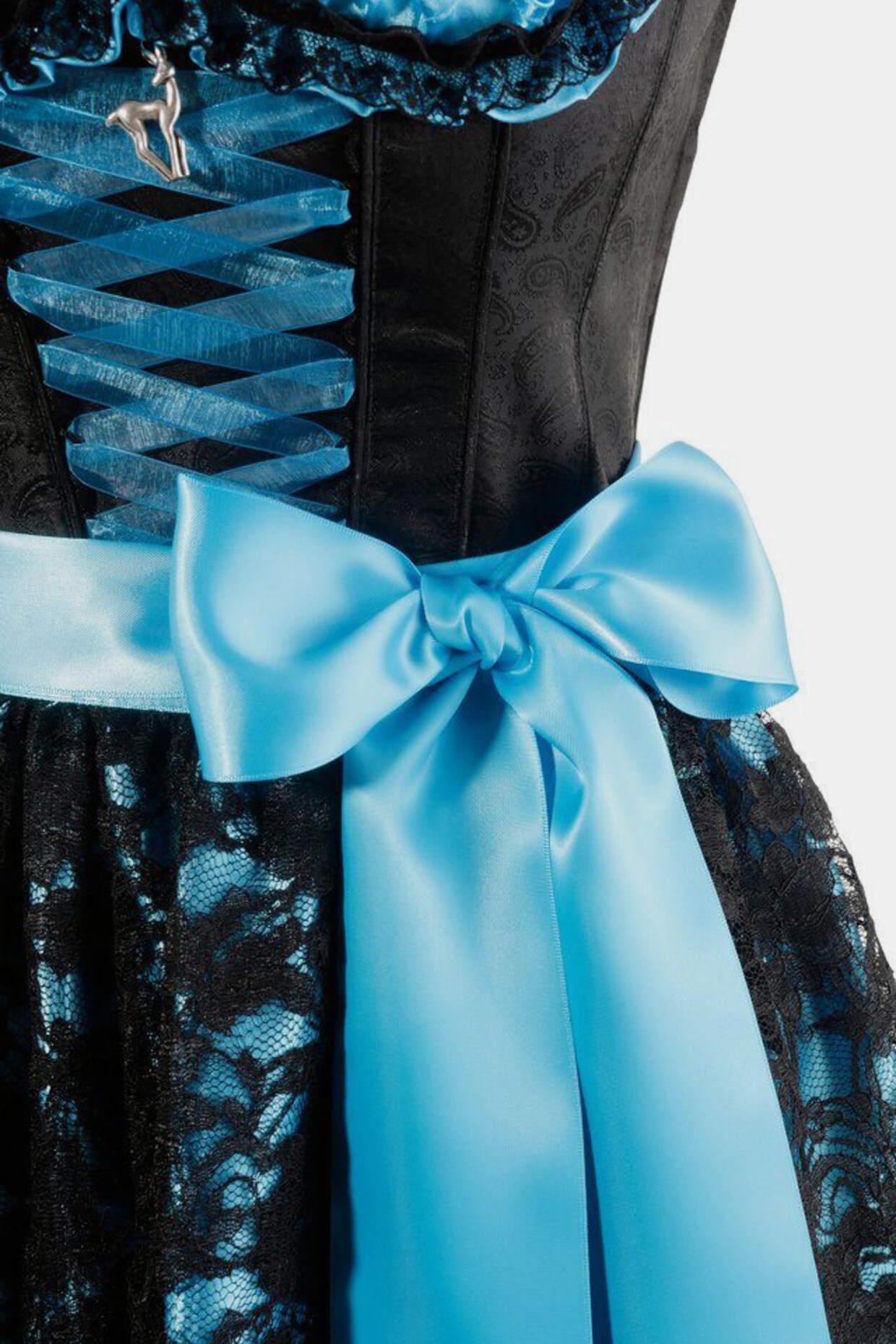 Country Line Dirndl - schwarz-türkis