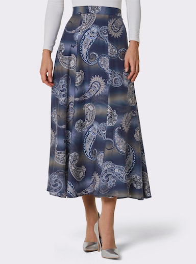 CREATION L PREMIUM Bahnenrock mit 30% Seide - marine-ecru-bedruckt