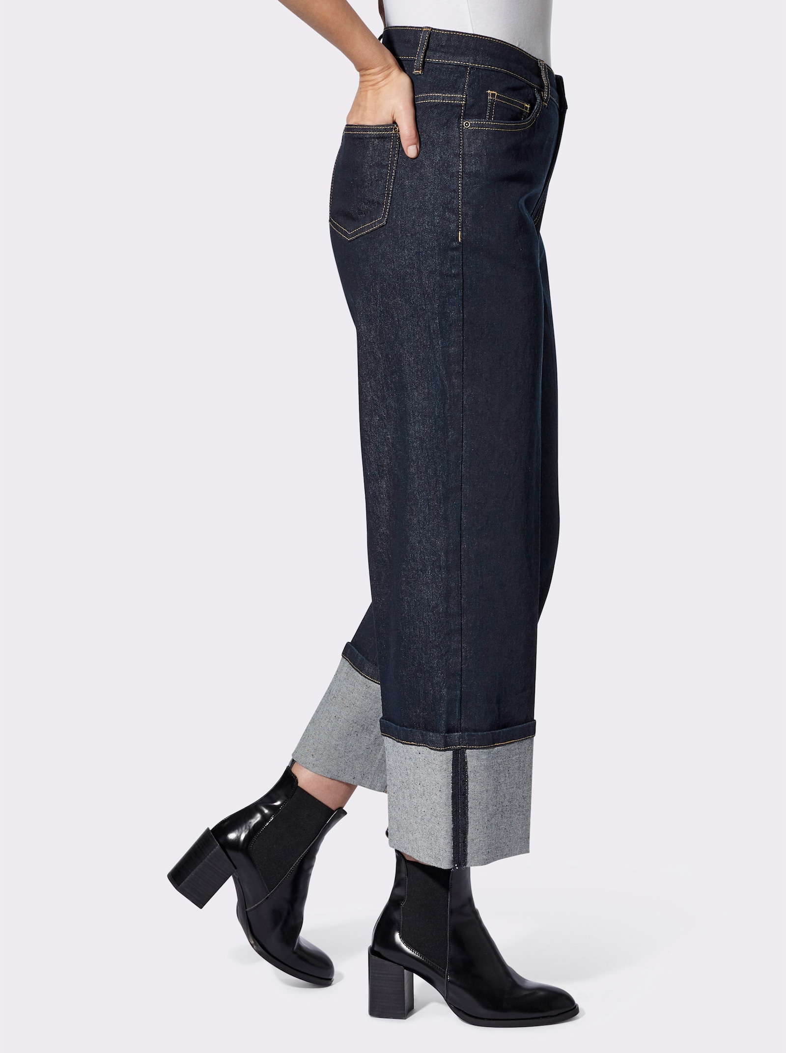 heine Stretchjeans met omslag aan de pijp - dark-blue