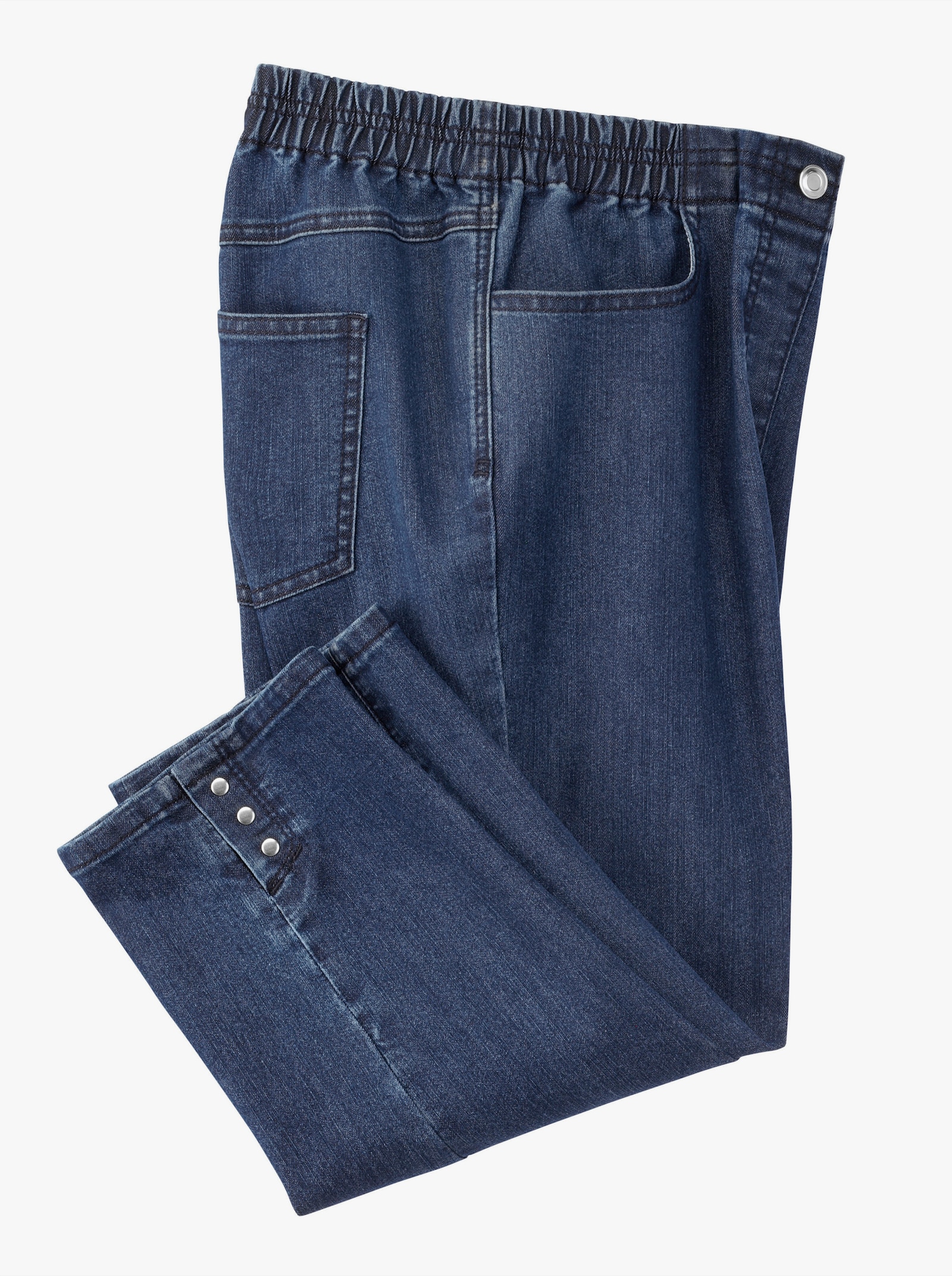 Caprijeans mit Nieten-Verzierung - blue-stone-washed