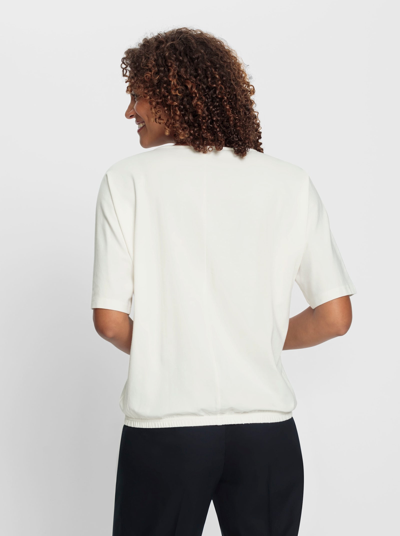 Kurzarmshirt mit Fledermausärmeln - ecru