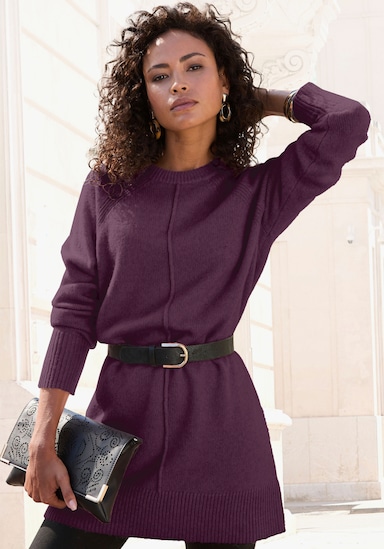 LASCANA Longpullover - lila/burgunder