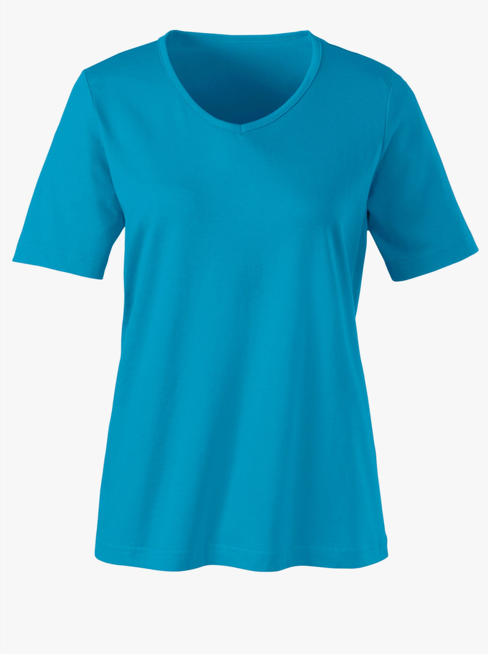 Shirt met korte mouwen en V-hals - turquoise