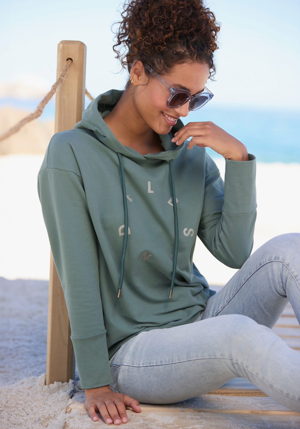 Elbsand Sweatshirt met capuchon - petrol