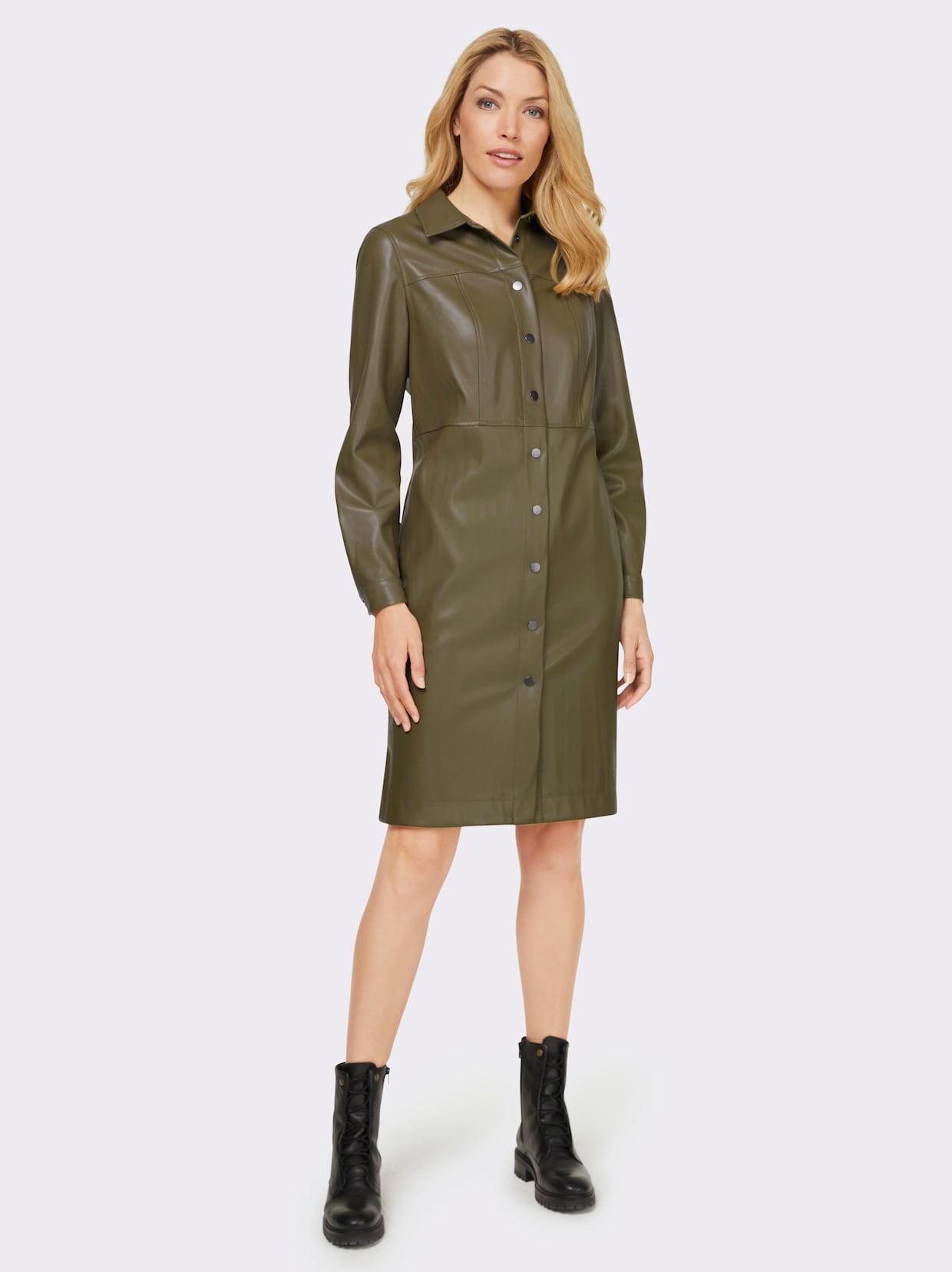 heine Robe en imitation cuir - vert olive