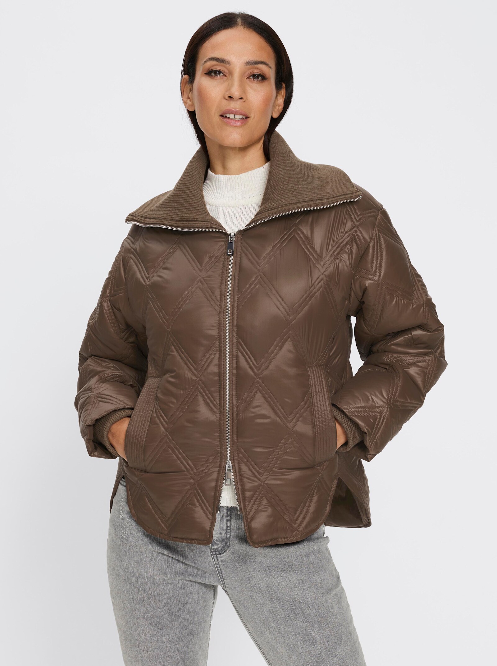 heine Steppjacke mit 2-Wege-Zipper - schoko