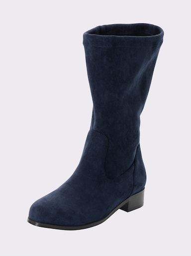 sheego Schlupfstiefel in Veloursleder-Optik - rauchblau