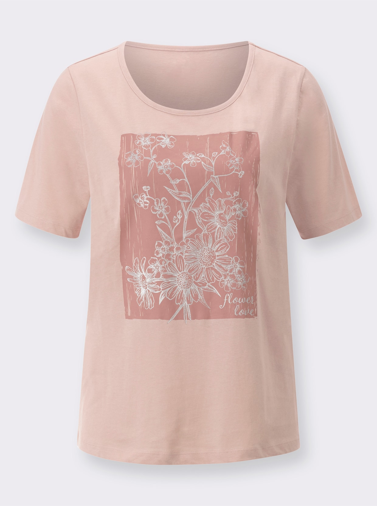 Shirt met ronde hals - poudre/rozenhout