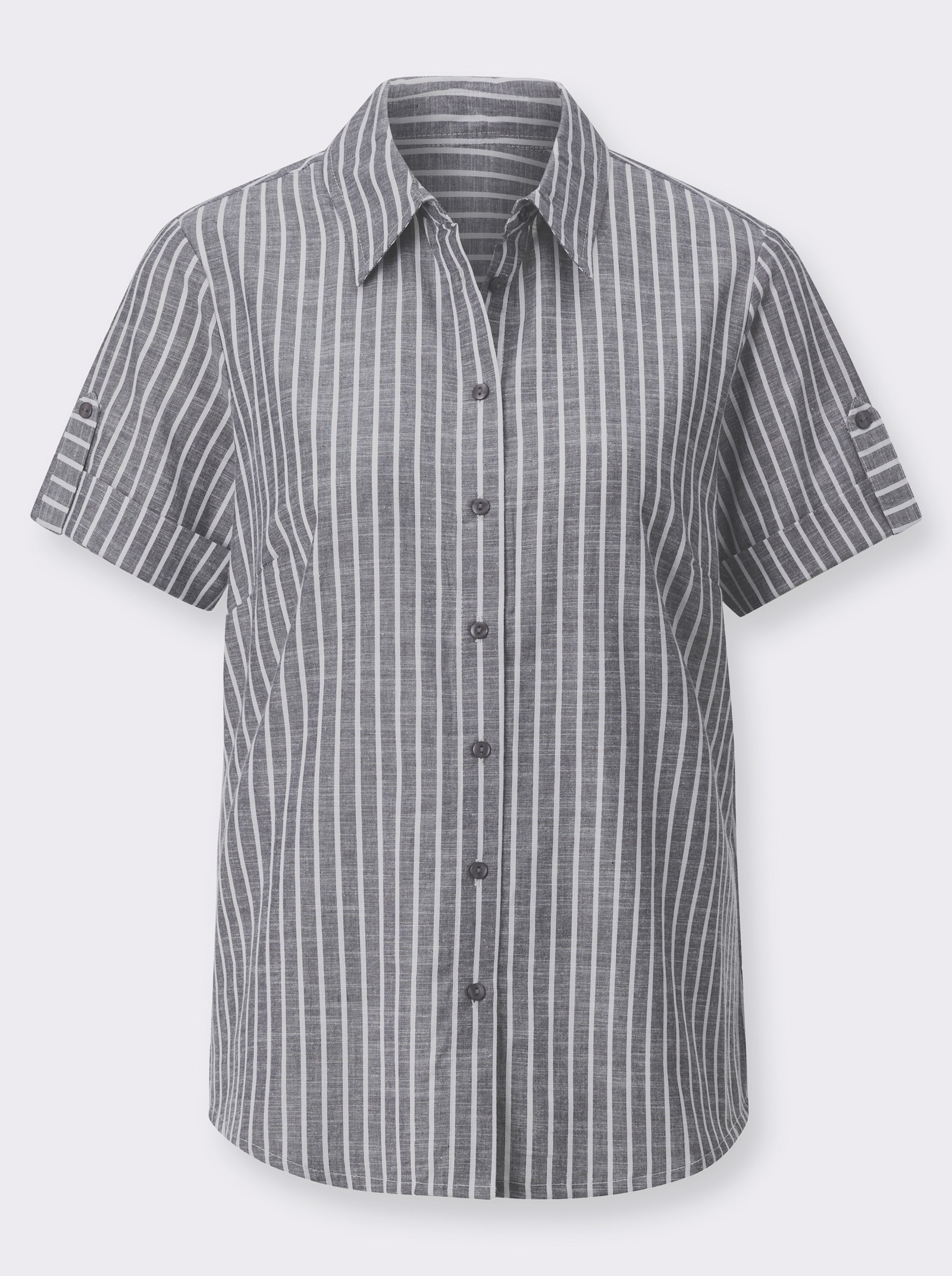 Gestreifte Bluse in Leinen-Optik - marine-gestreift