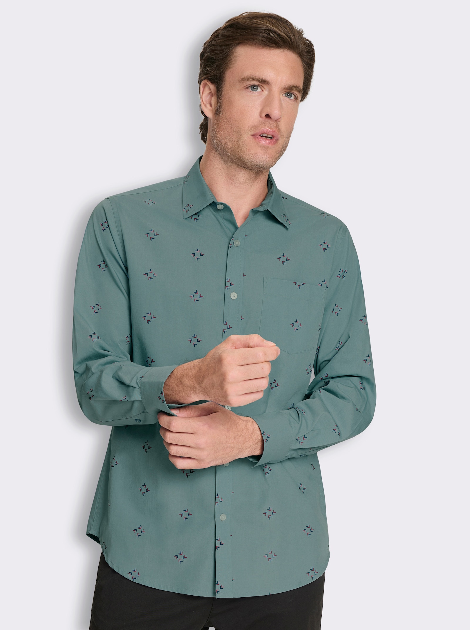 Langarmhemd mit Allover-Print - jade