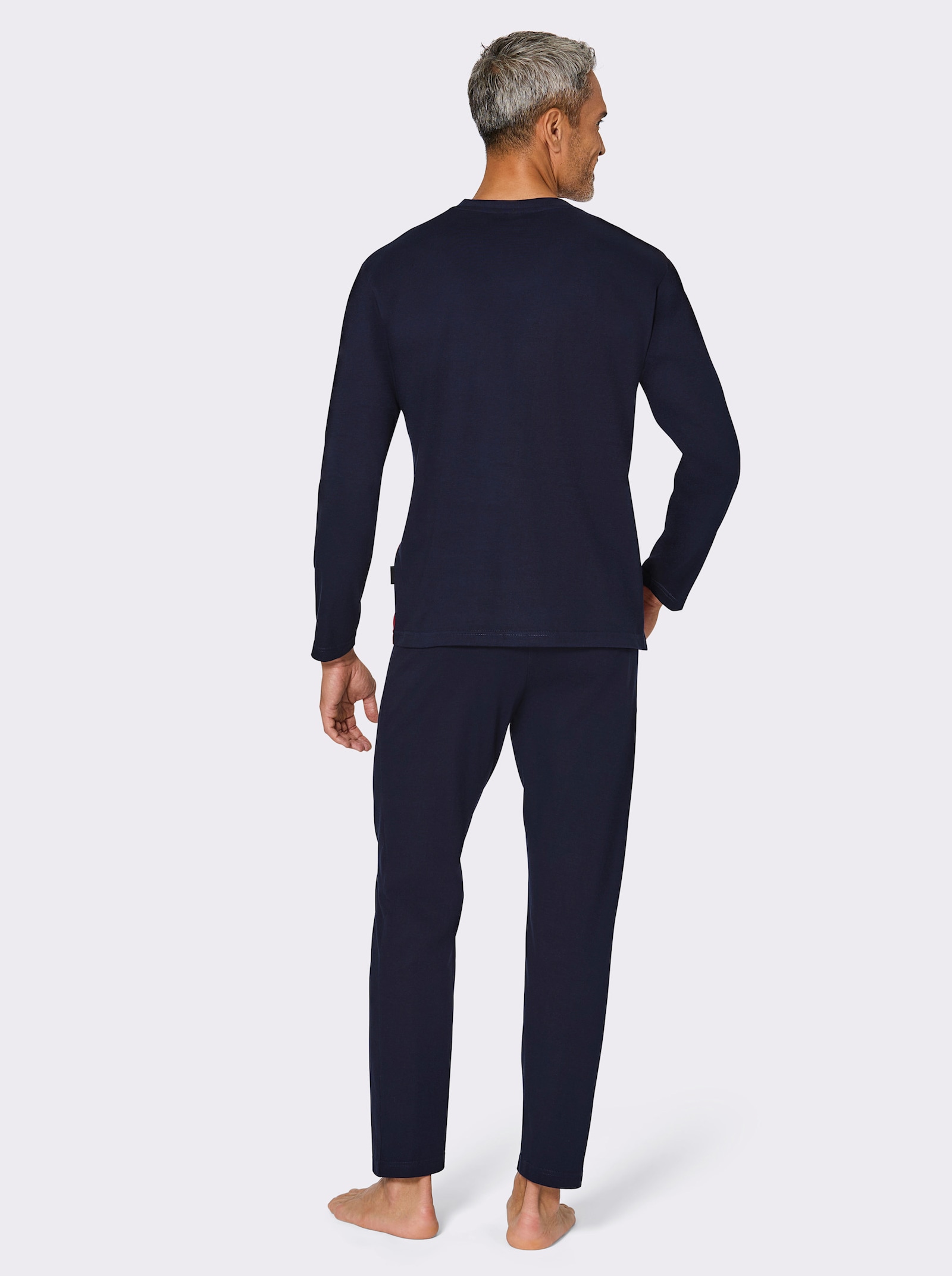 Comte Schlafanzug - marine-kirsche-geringelt