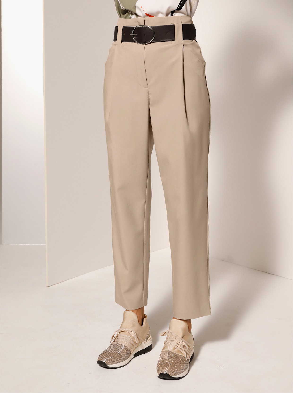 Bundfaltenhose - beige
