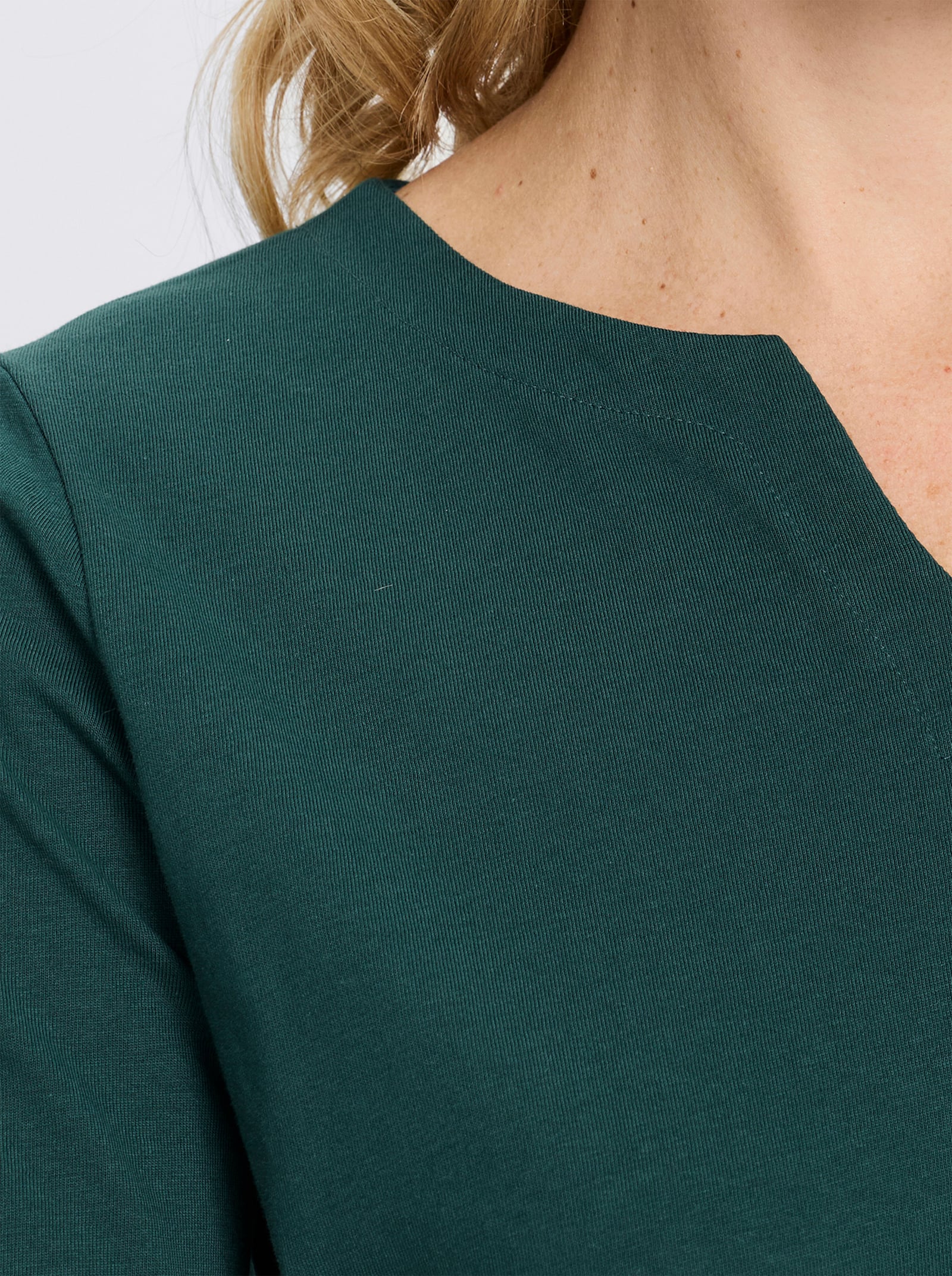 3/4-Arm-Shirt aus reiner Baumwolle - petrol