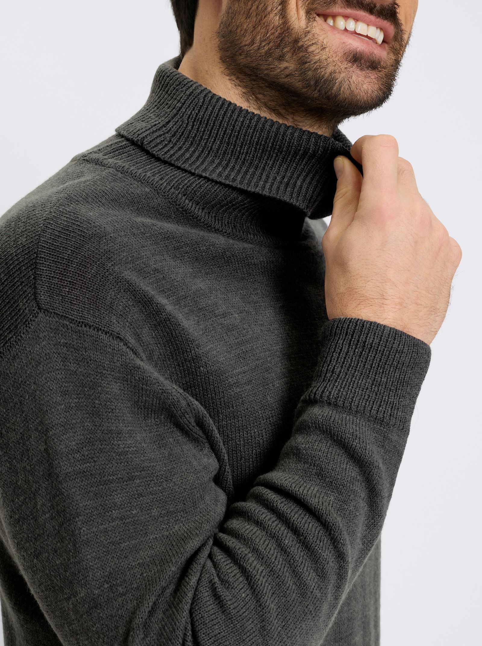 Catamaran Rollkragenpullover mit Wollanteil - graphit-meliert