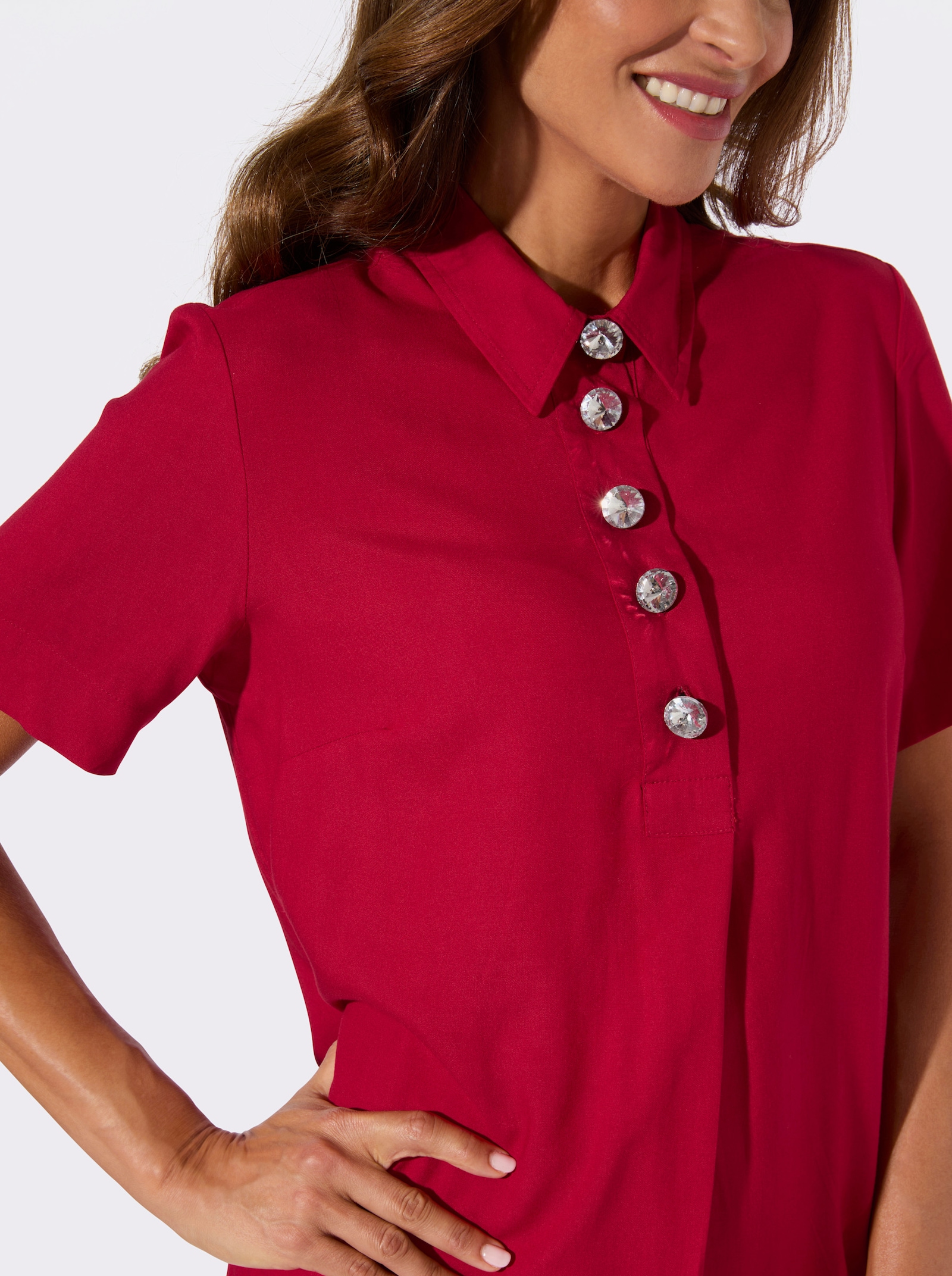Webkleid mit Knopfleiste - rot