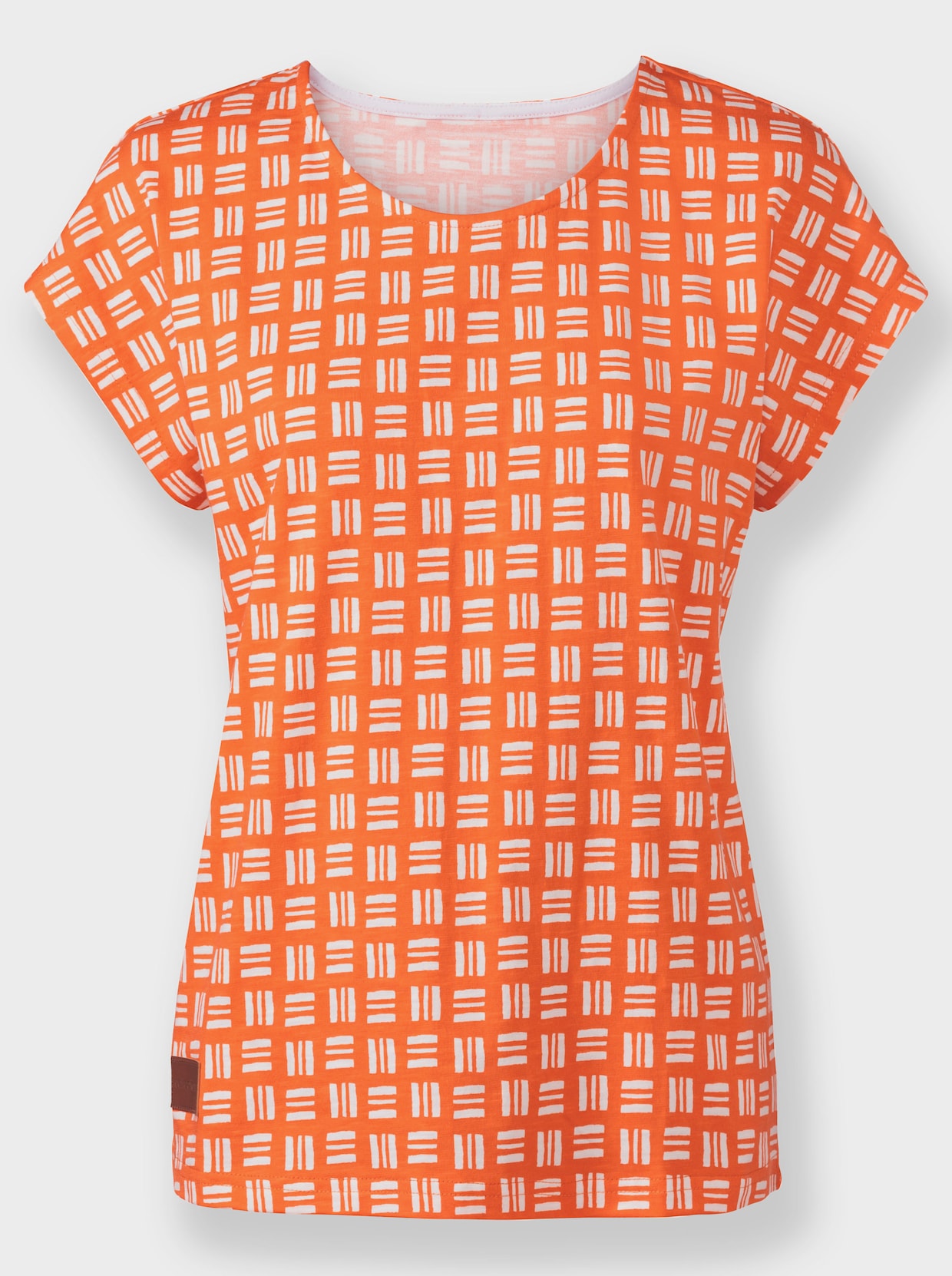 Print-Shirt - orange-ecru-bedruckt