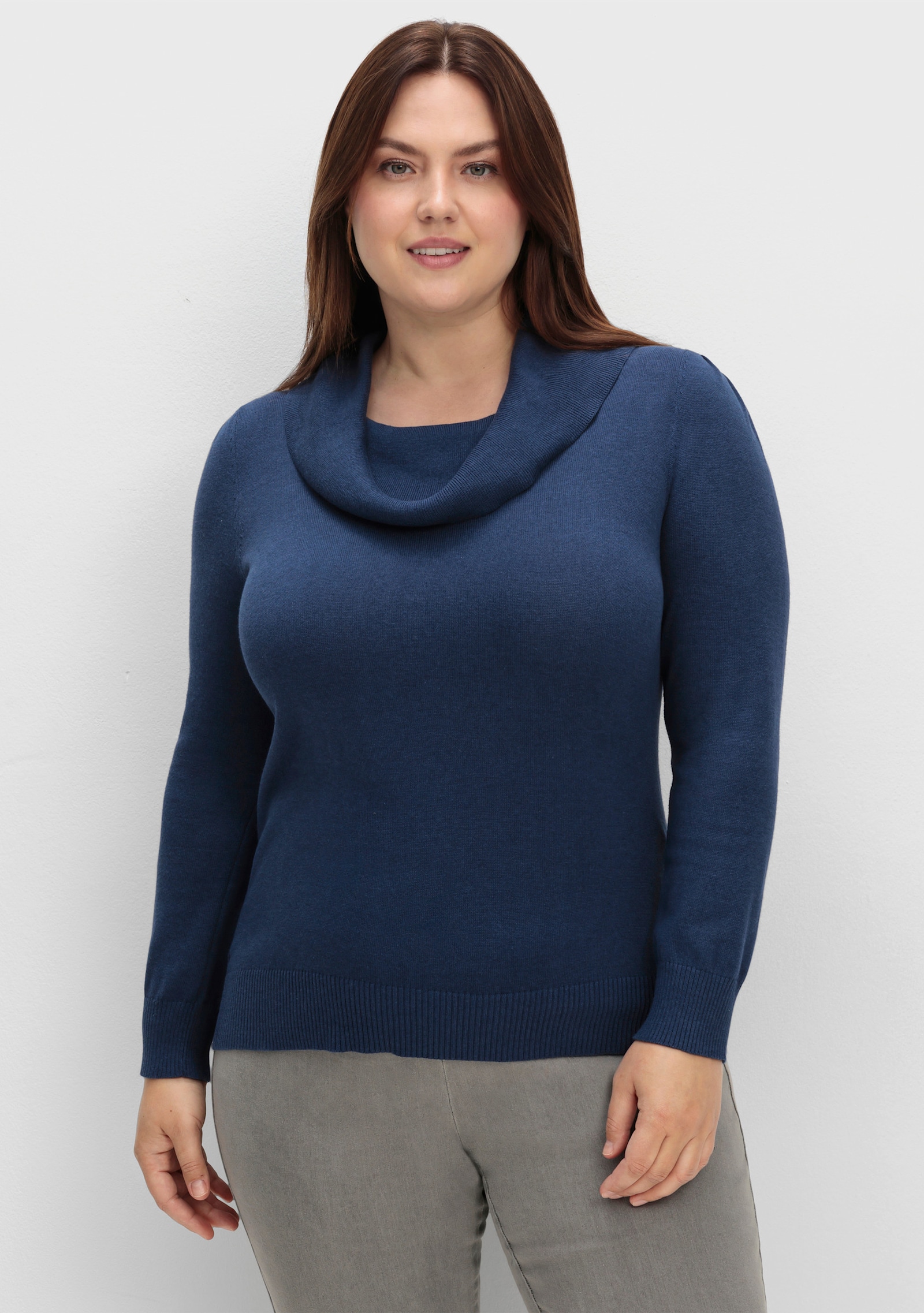 Wasserfallpullover im Baumwoll-Viskose-Mix - marine