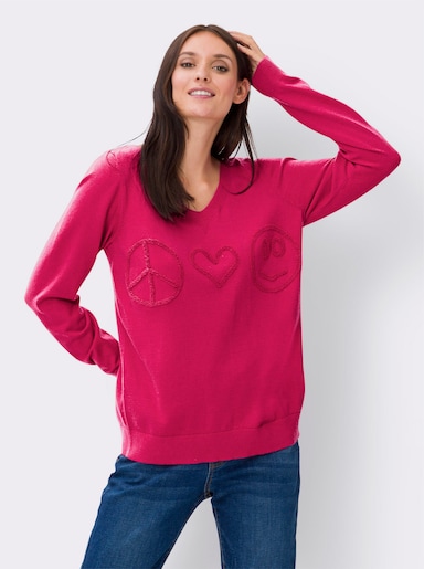 heine Feinstrickpullover mit Muster in 3D-Optik - pink