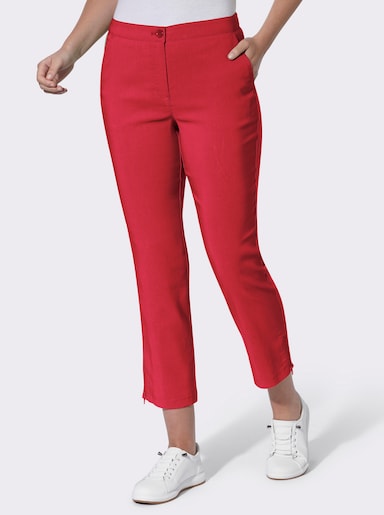 7/8-broek met ritssluitingen aan de zoom - rood