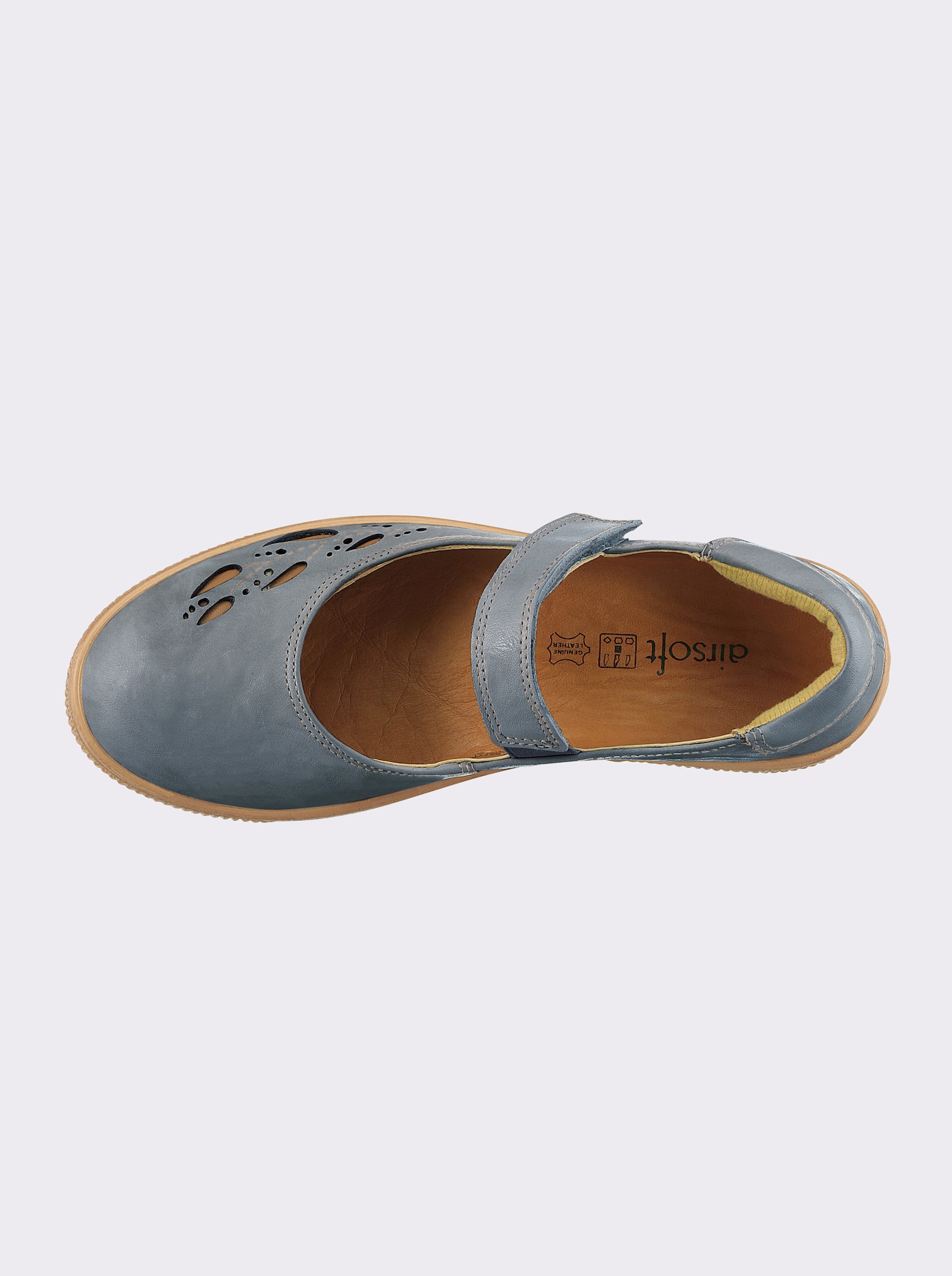 airsoft modern+ Klettschuh mit Leder-Wechselfußbett - mittelblau