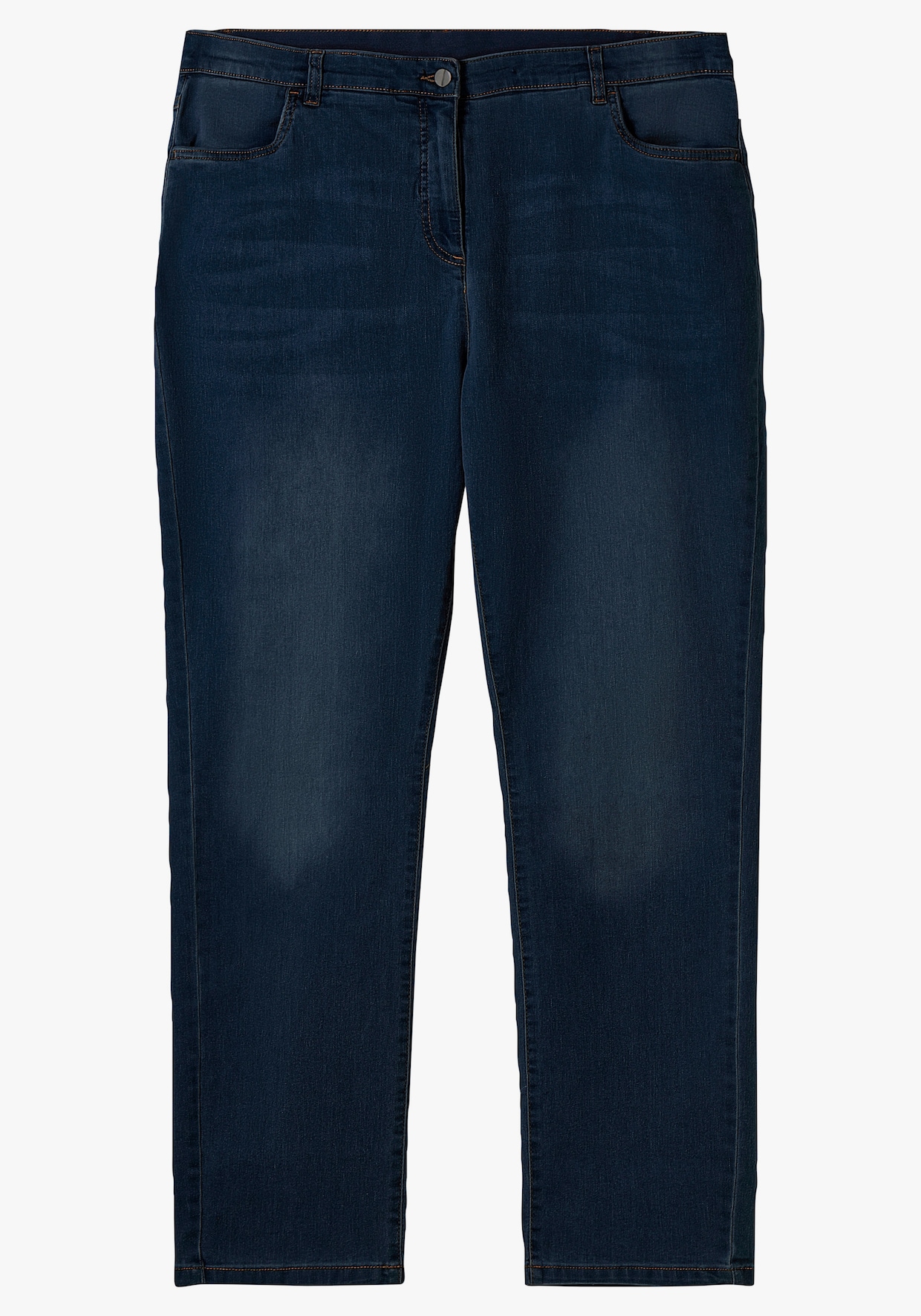 High-waist-Jeans mit innenliegendem Dehnbund - dark blue