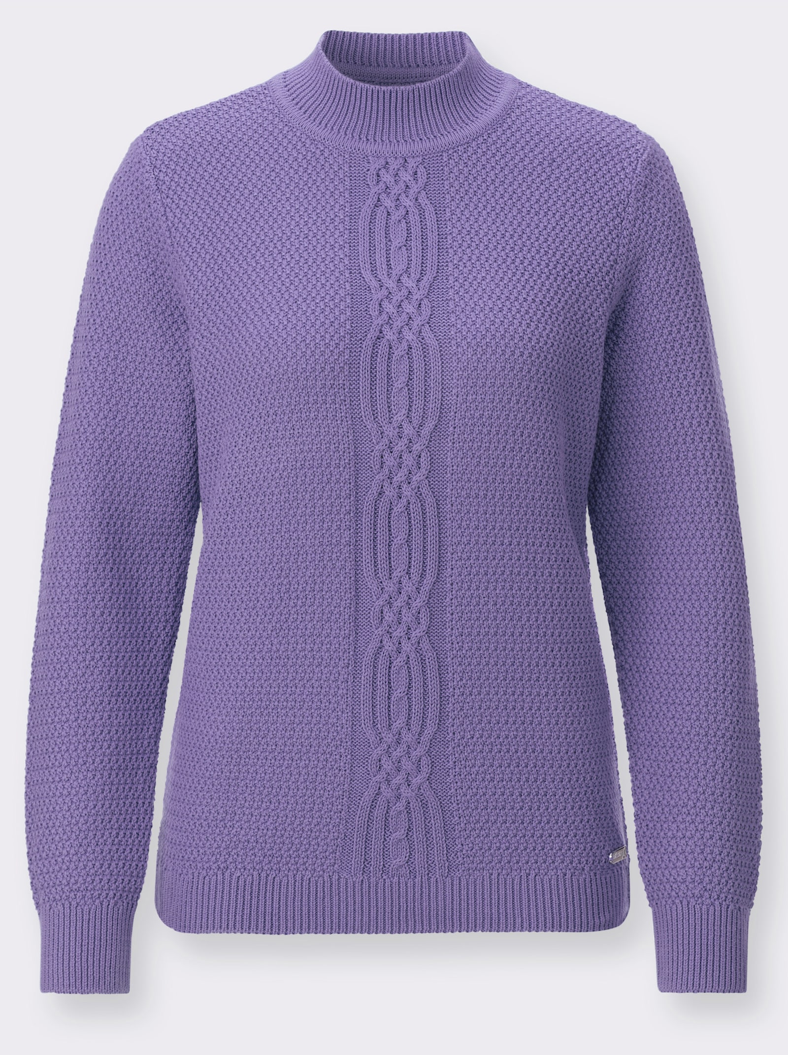 Rollkragenpullover mit Strickmuster vorne - lavendel