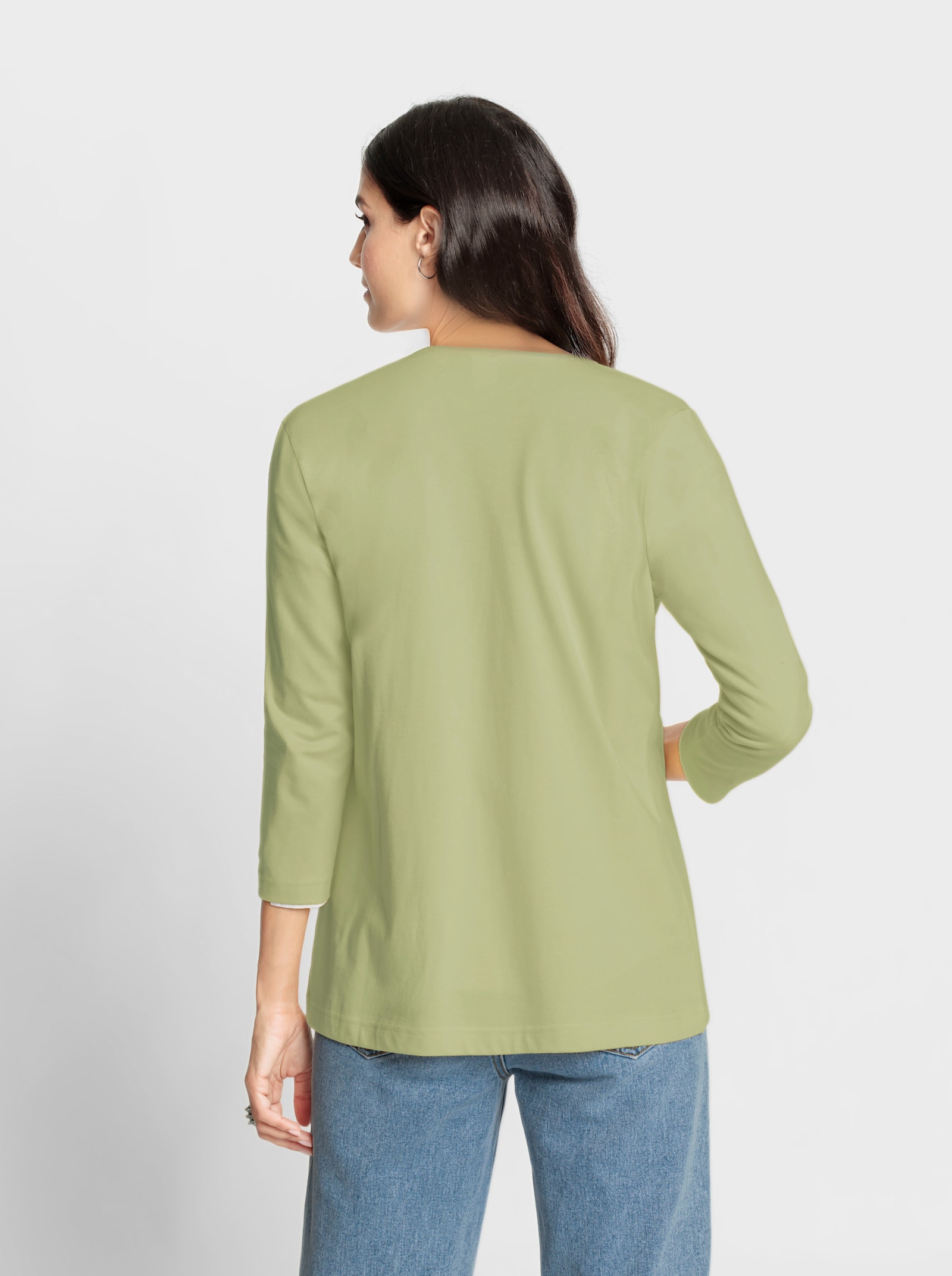 Shirtjacke in offener Form - lindgrün