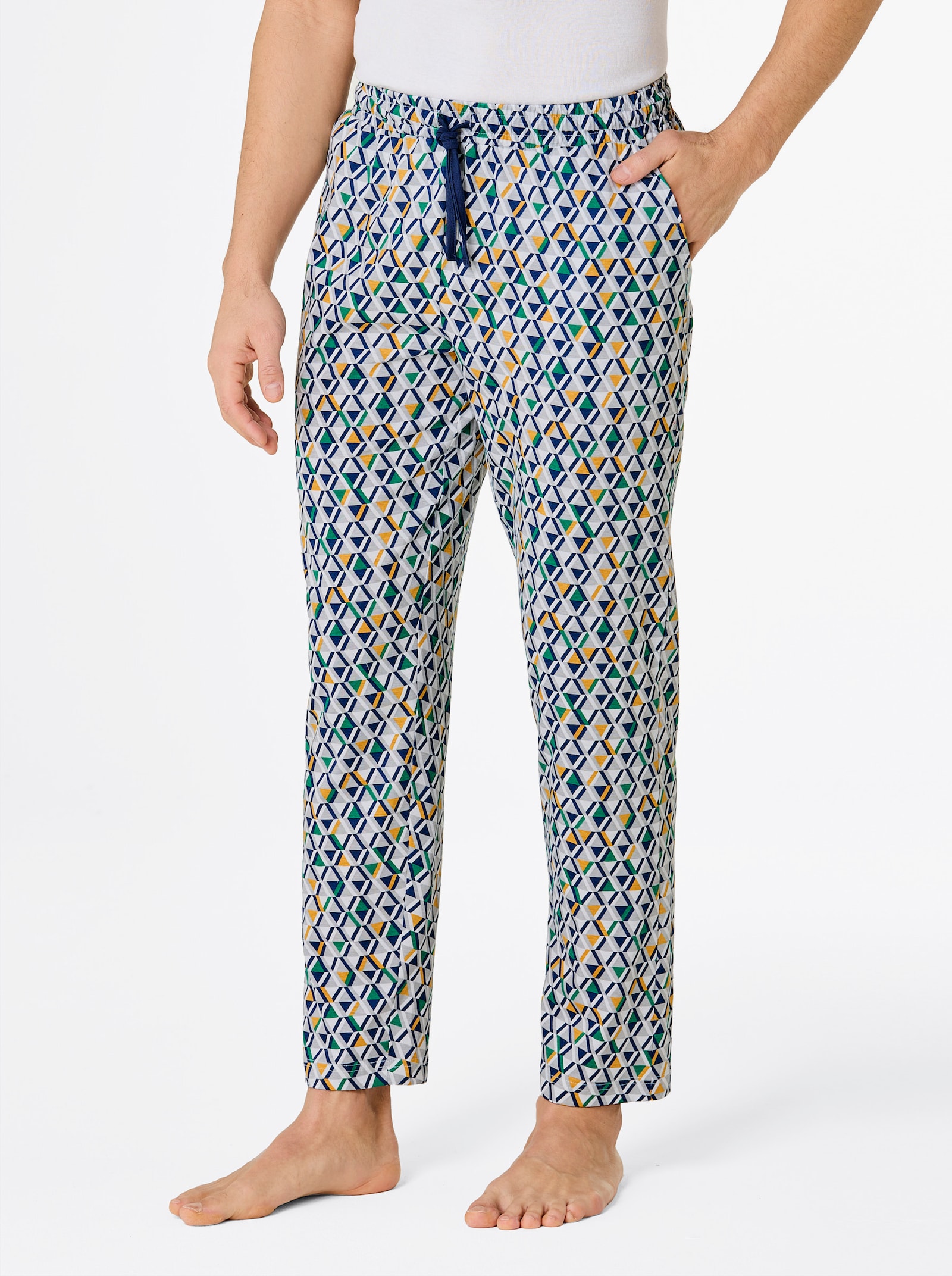 wäschepur men Hose lang - dunkelblau-grün-bedruckt