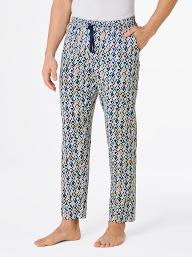 wäschepur men Hose lang - dunkelblau-grün-bedruckt