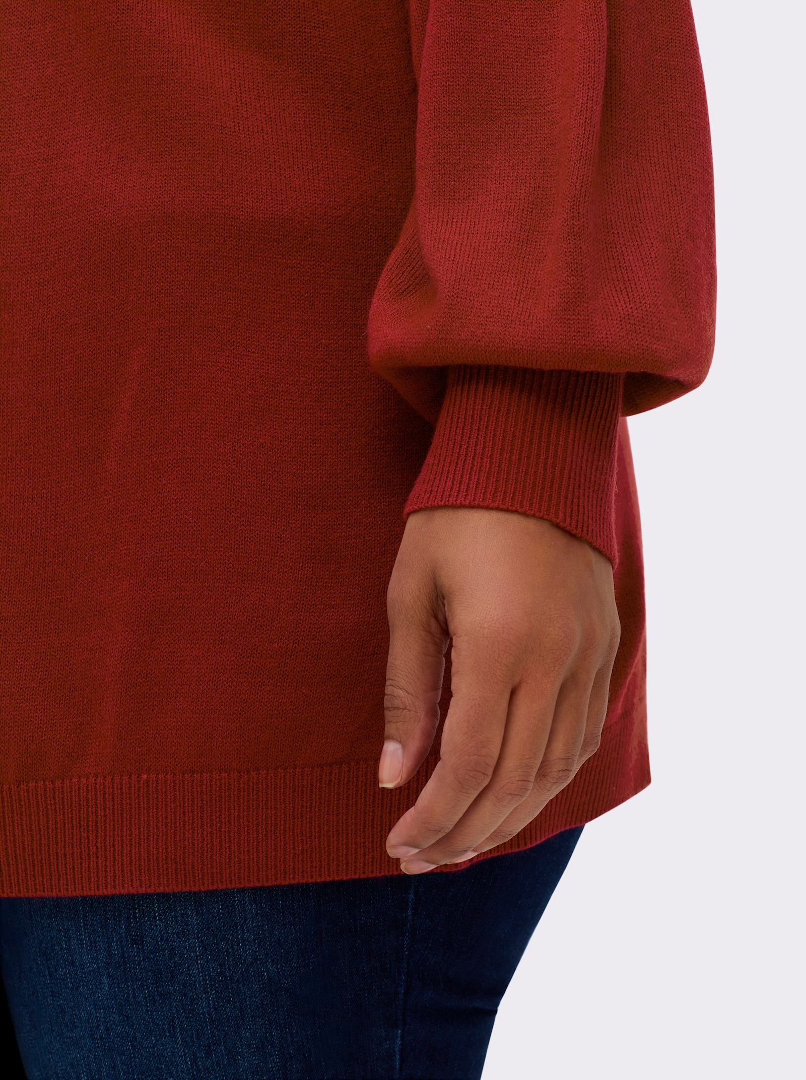 sheego Pullover mit U-Boot-Ausschnitt - kirsche