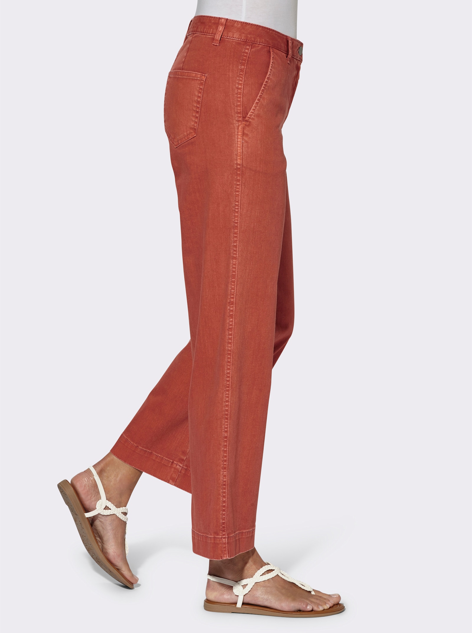 Culotte met opgestikte zakken achter - roestrood