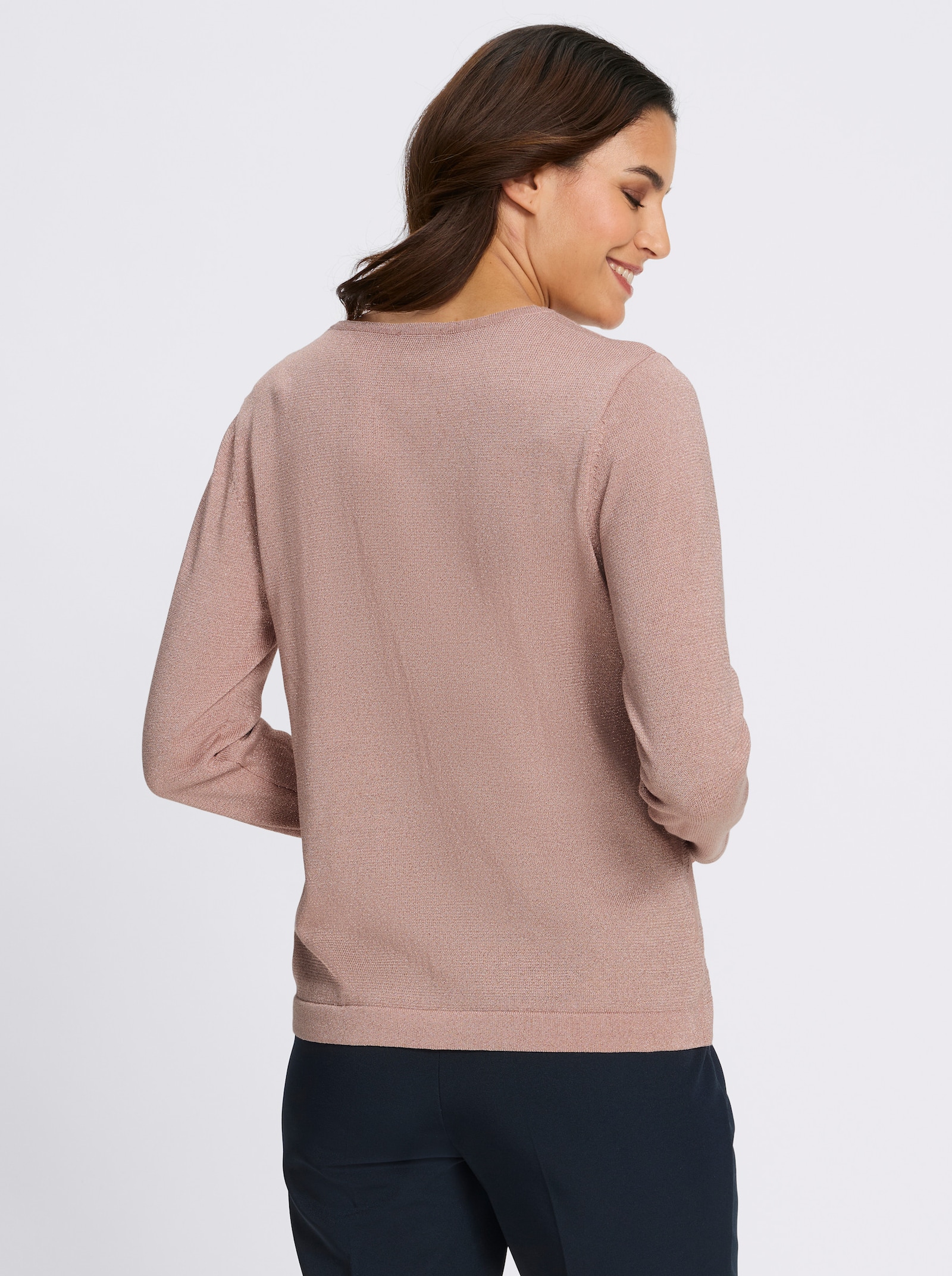 Pullover im Strickmuster, aus Glanzgarn - puder