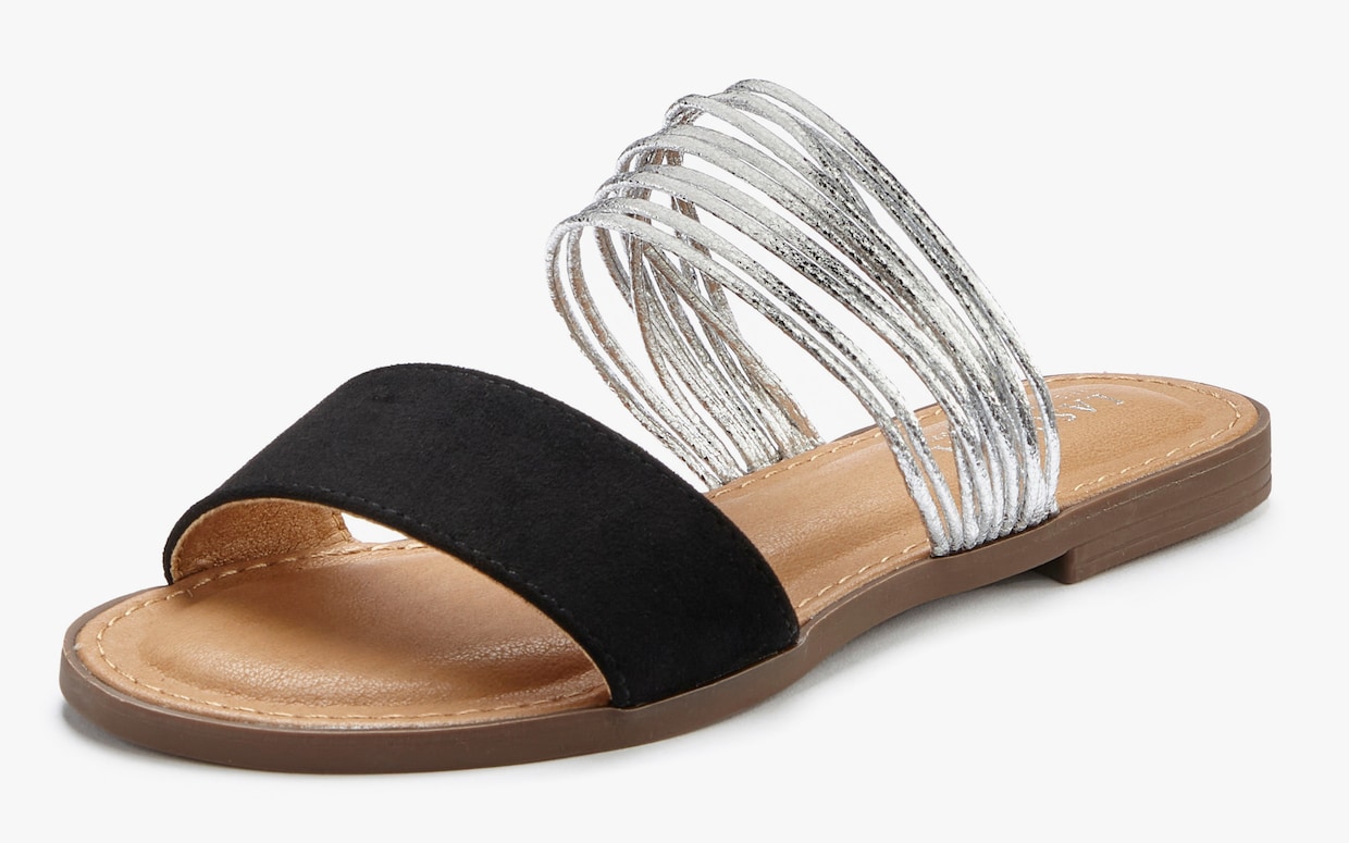 LASCANA slippers - zwart/zilverkleur