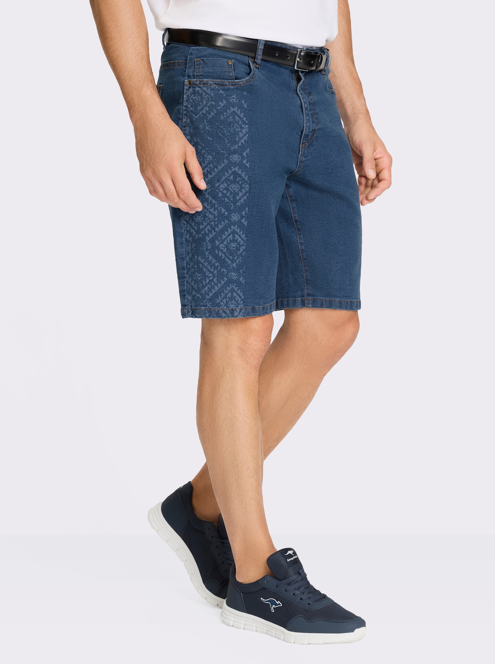 Marco Donati Bermudas mit Detail im Ethno-Dessin - blue-stone-washed