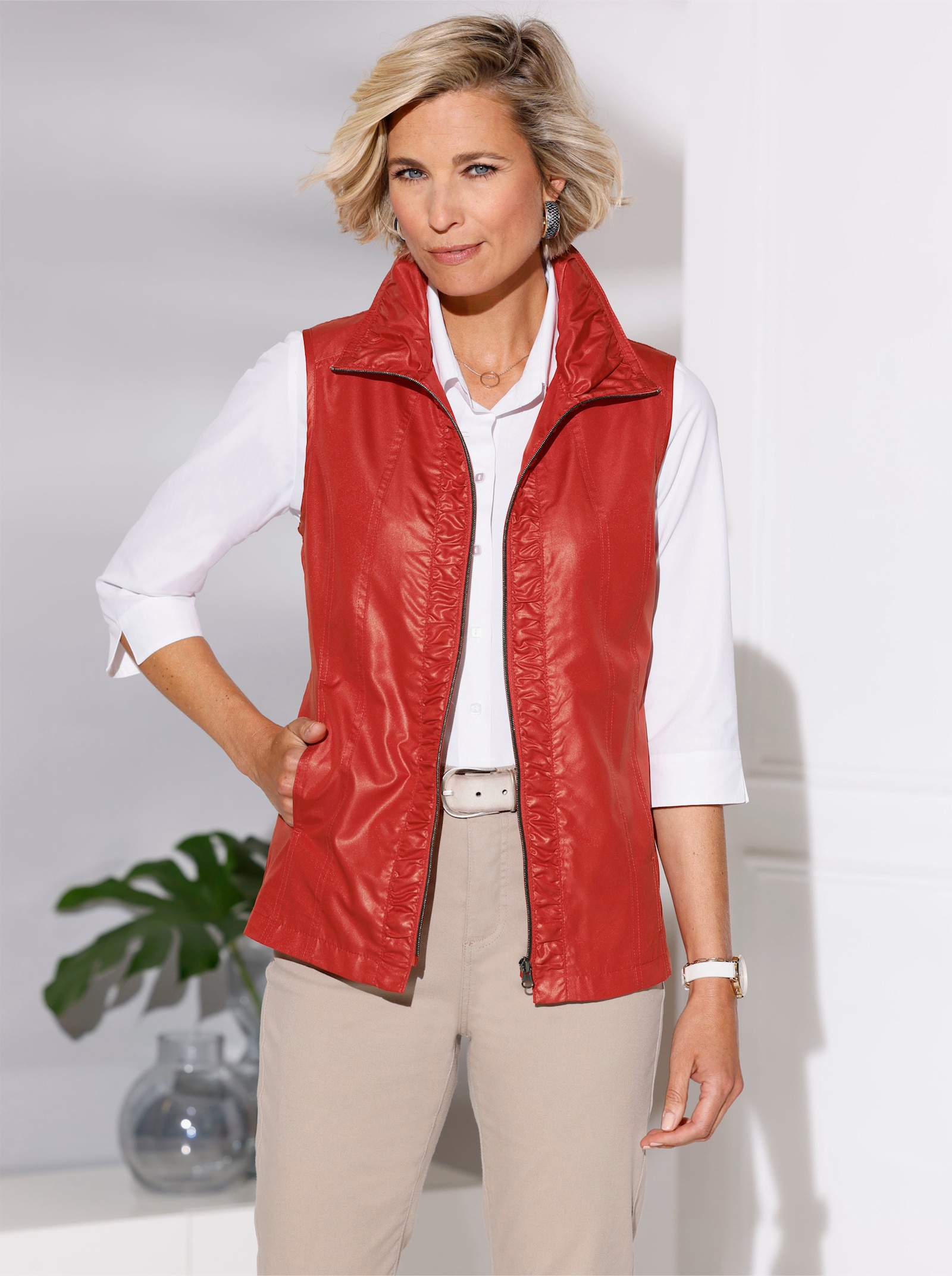 Weste mit Raffungen - rot