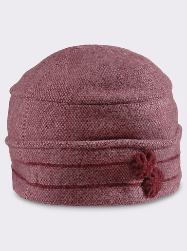 Ohrenmütze aus Schurwolle - bordeaux