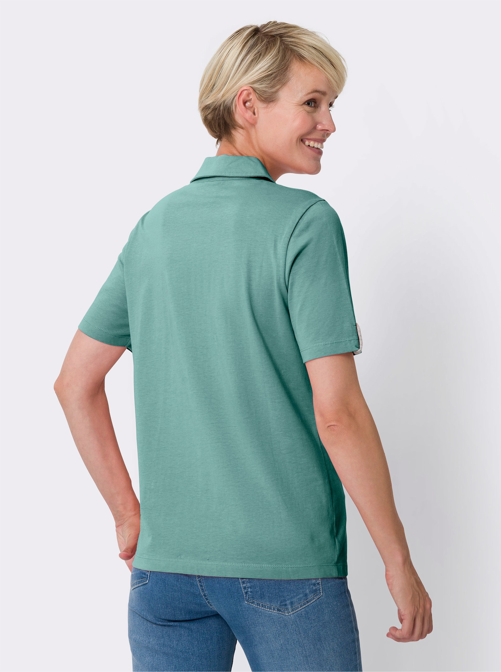 Poloshirt mit Kontrasten - salbei