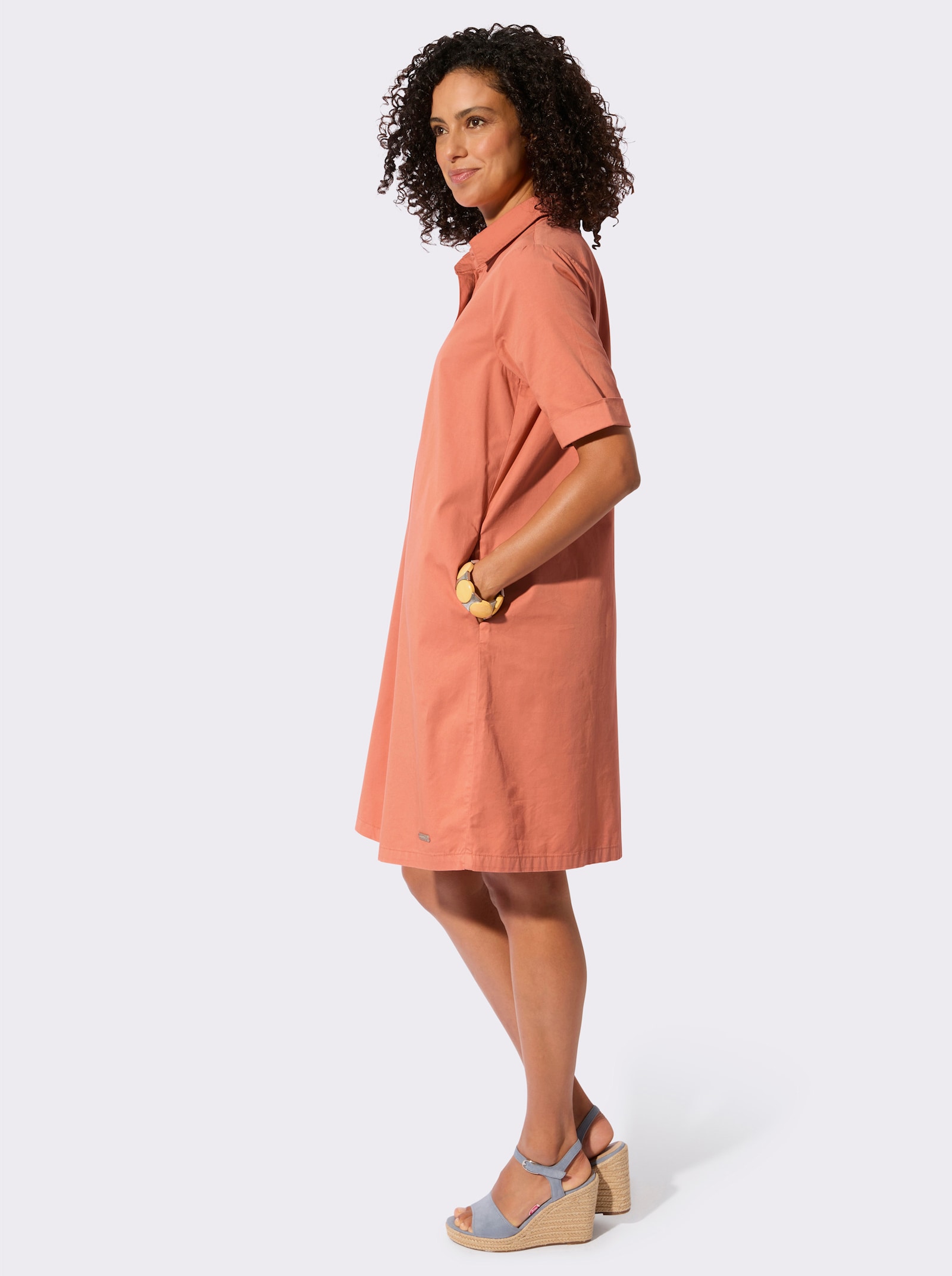 Jeanskleid in A-Form - papaya