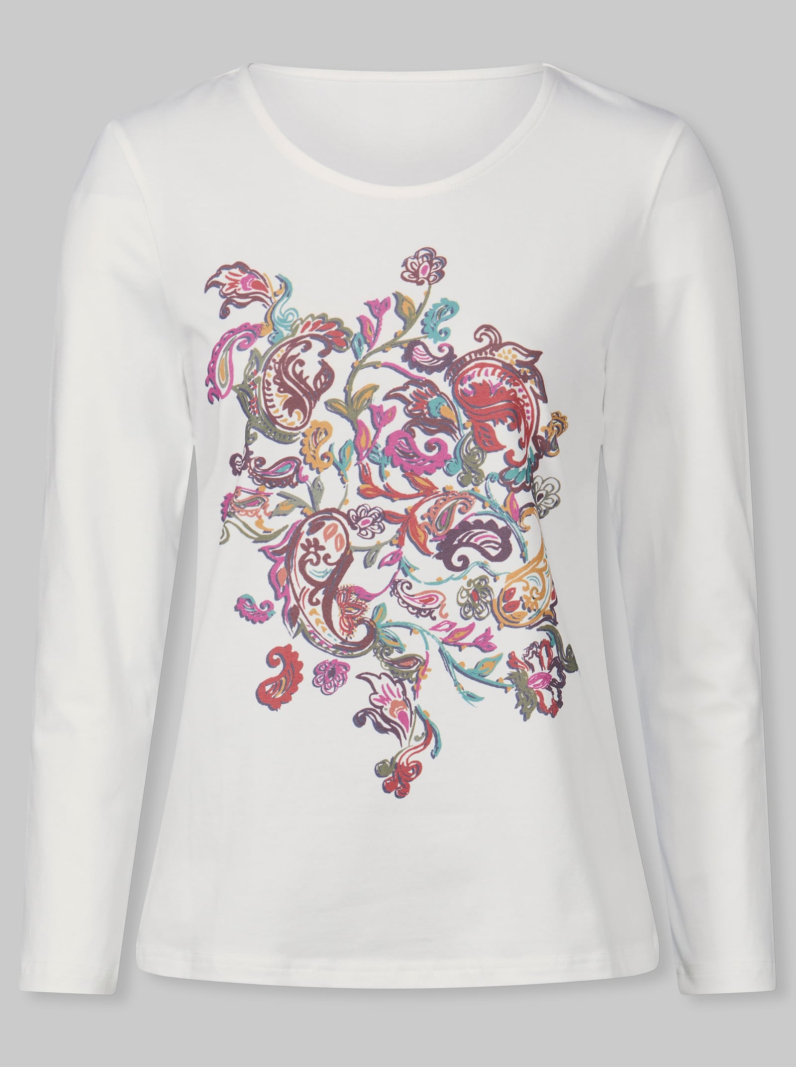 heine Langarmshirt mit Paisley-Print - ecru-papaya-bedruckt