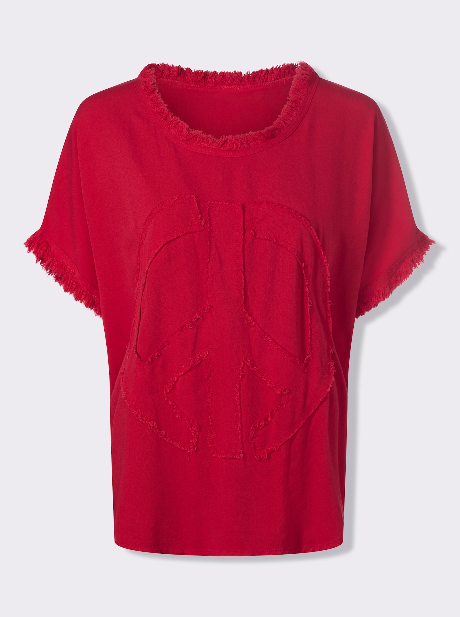 heine Kurzarmbluse mit Applikation - erdbeere